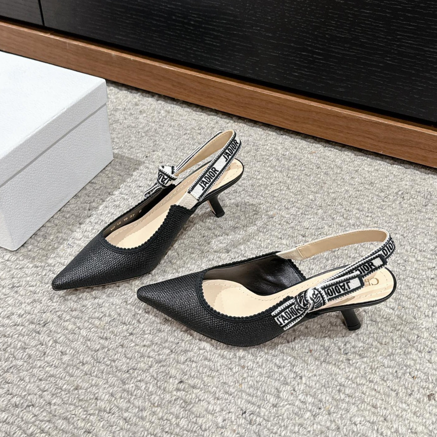 cd slingback 65 black raffia lambskin