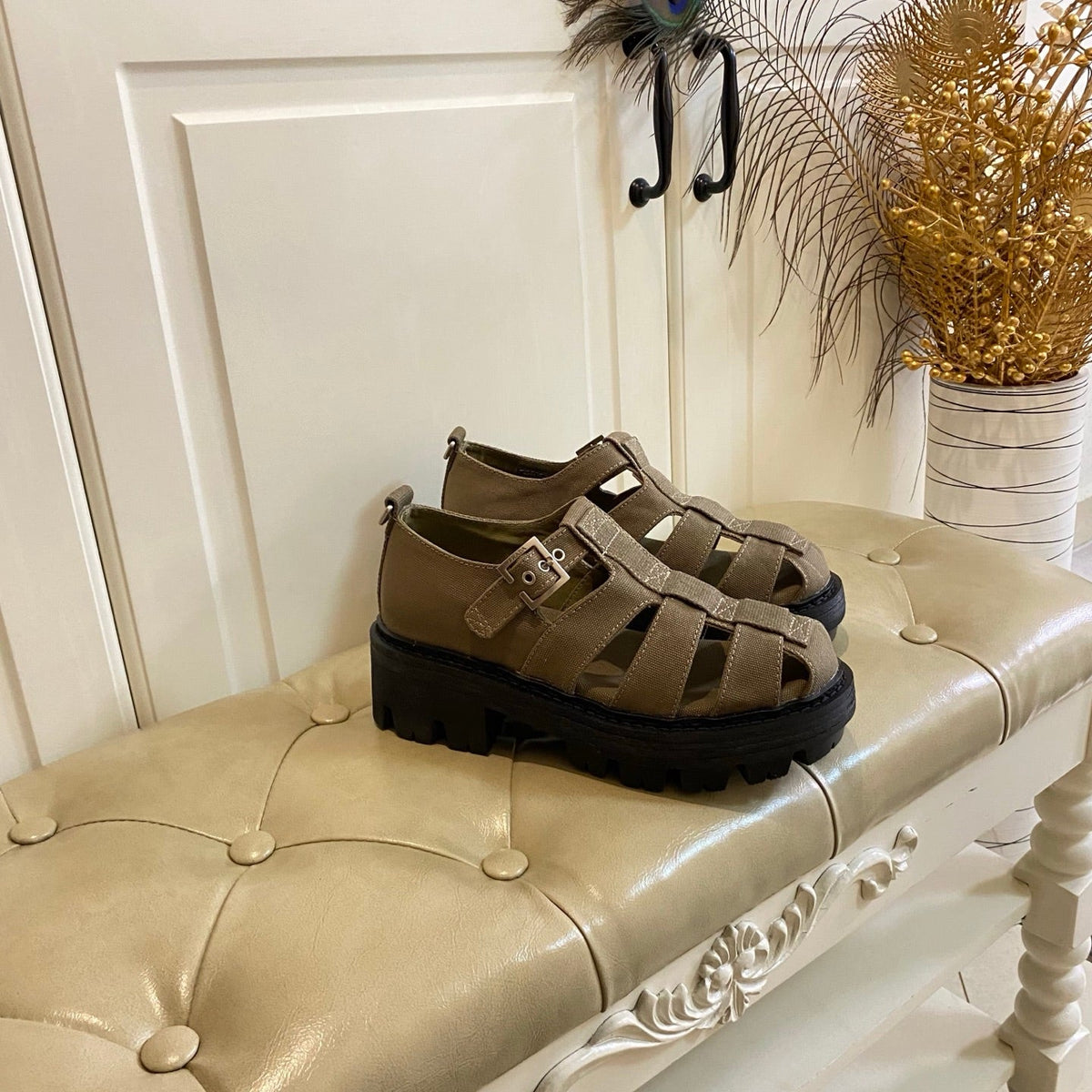 Prada Fisherman Sandal Military Green Canvas 687807