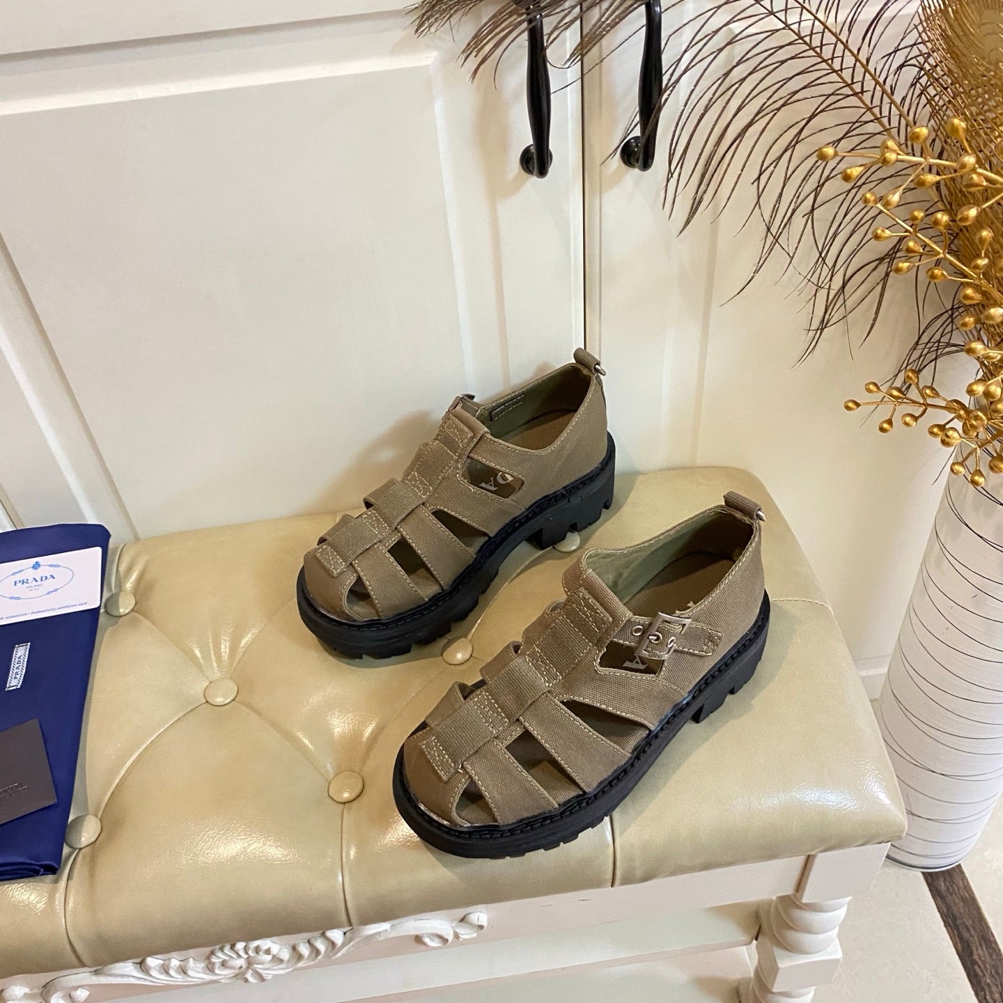 Prada Fisherman Sandal Military Green Canvas 687807