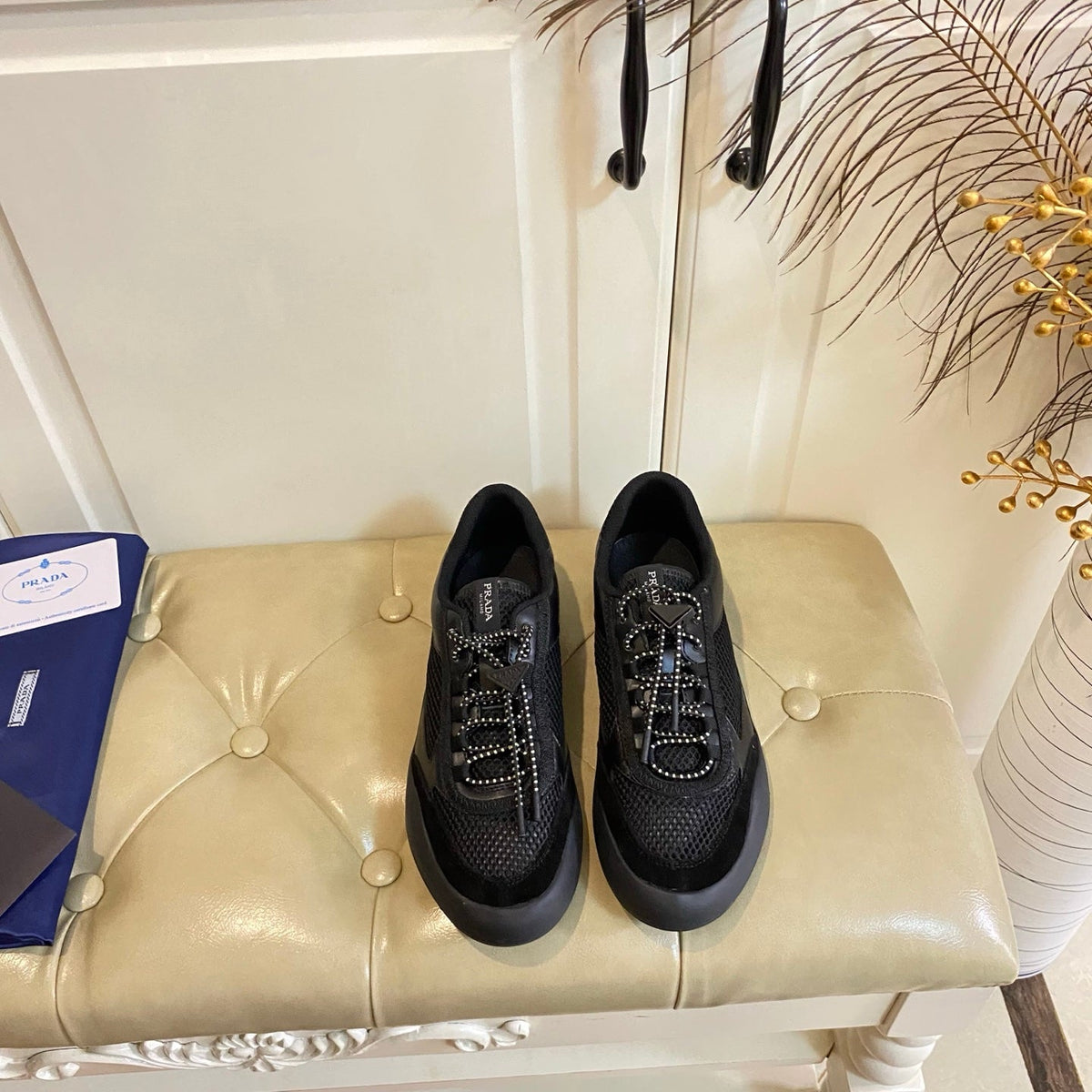Prada Speedrock Sneaker Black Suede Mesh 687794