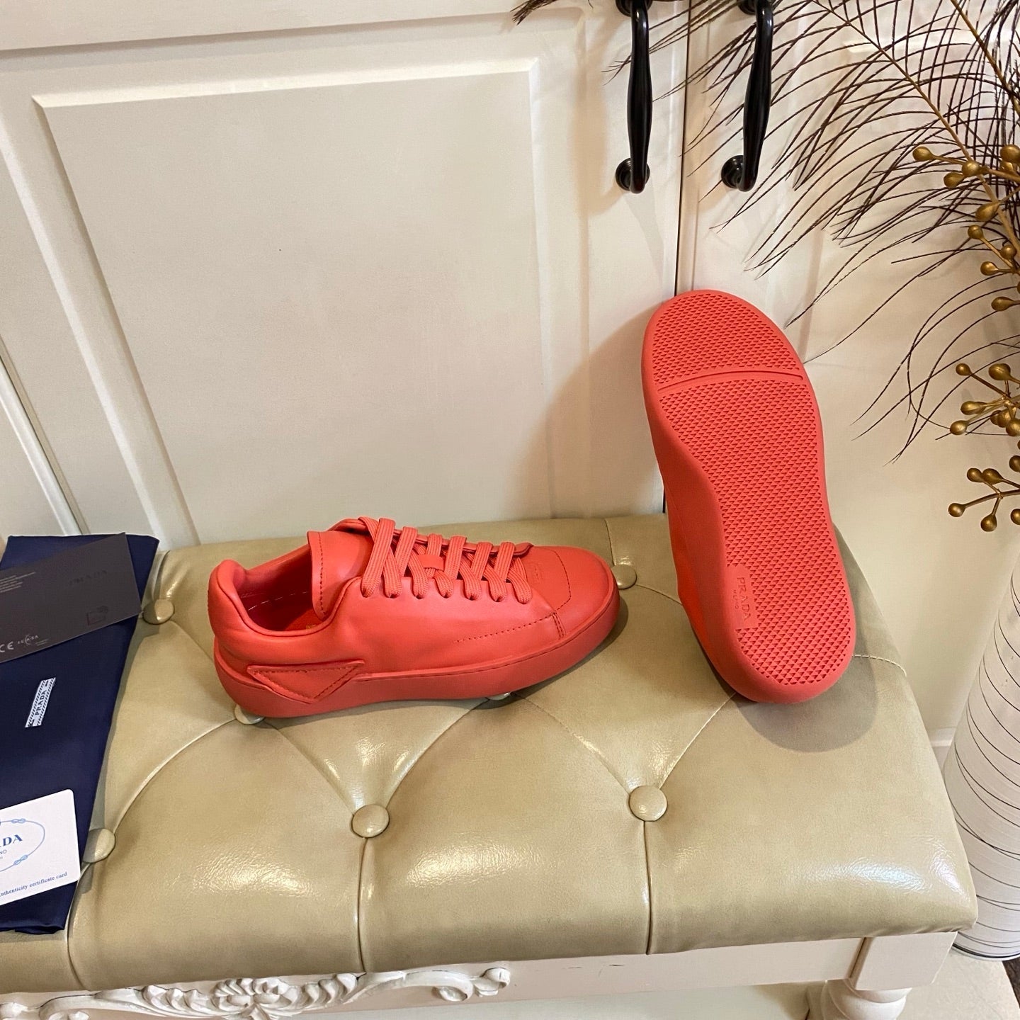 Prada 26s Court Sneakers Full Red Leather 866070