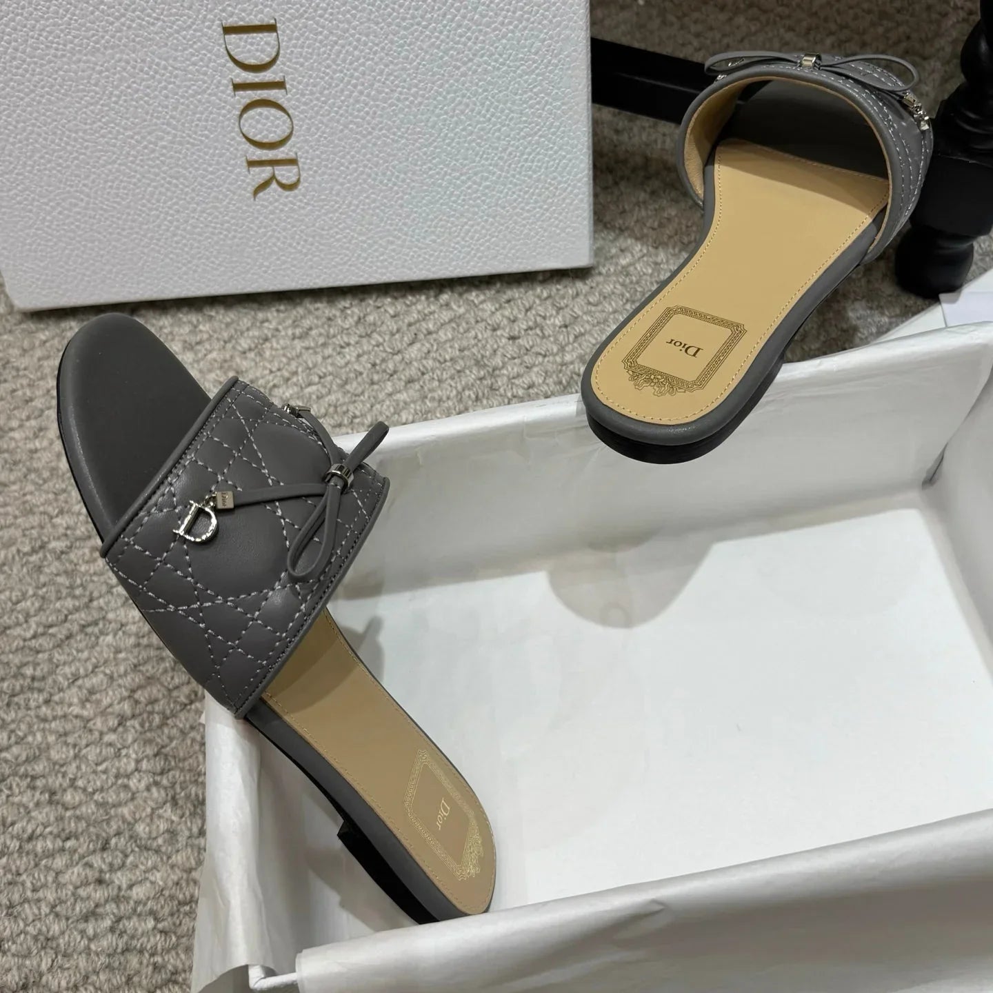 Dior 2026 Cannage Heeled Slide Sandal 1.5cm Sheepskin 932161