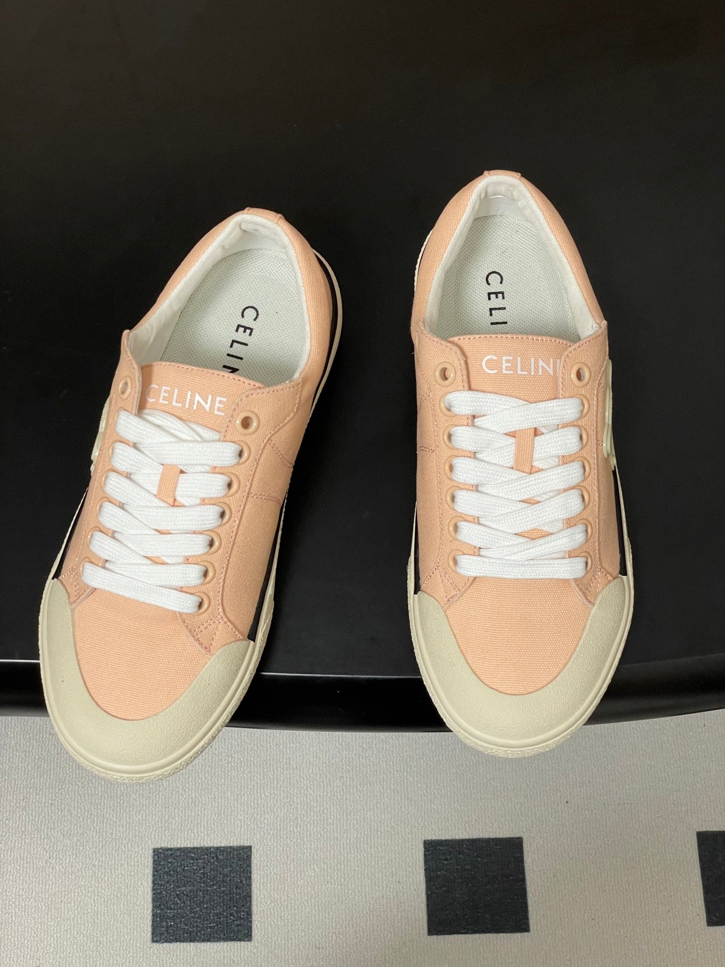 Celine Alan Sneakers Light Pink Ivory Canvas Rubber 701714