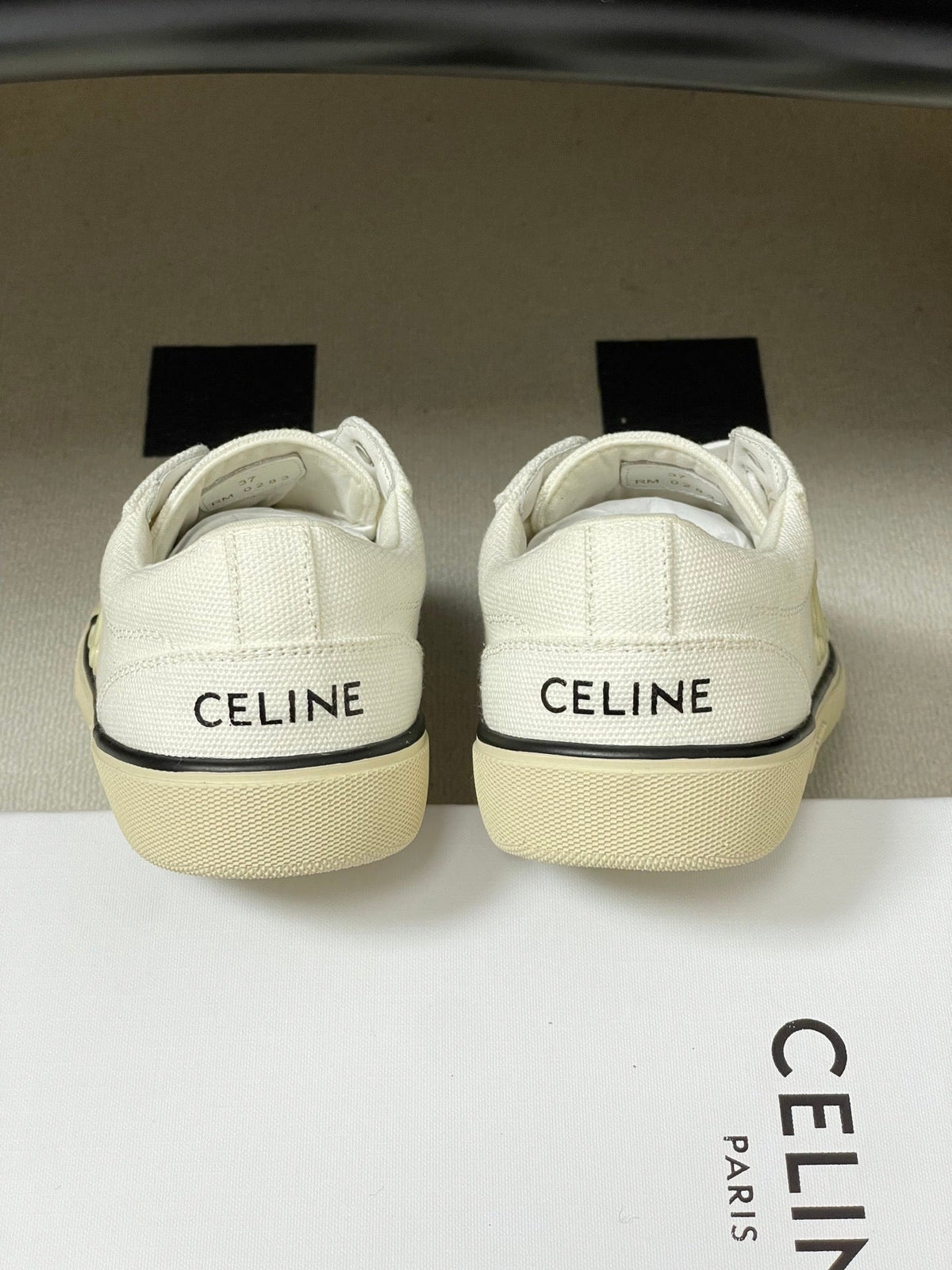 Celine Alan Sneakers White Ivory Canvas Rubber 701717
