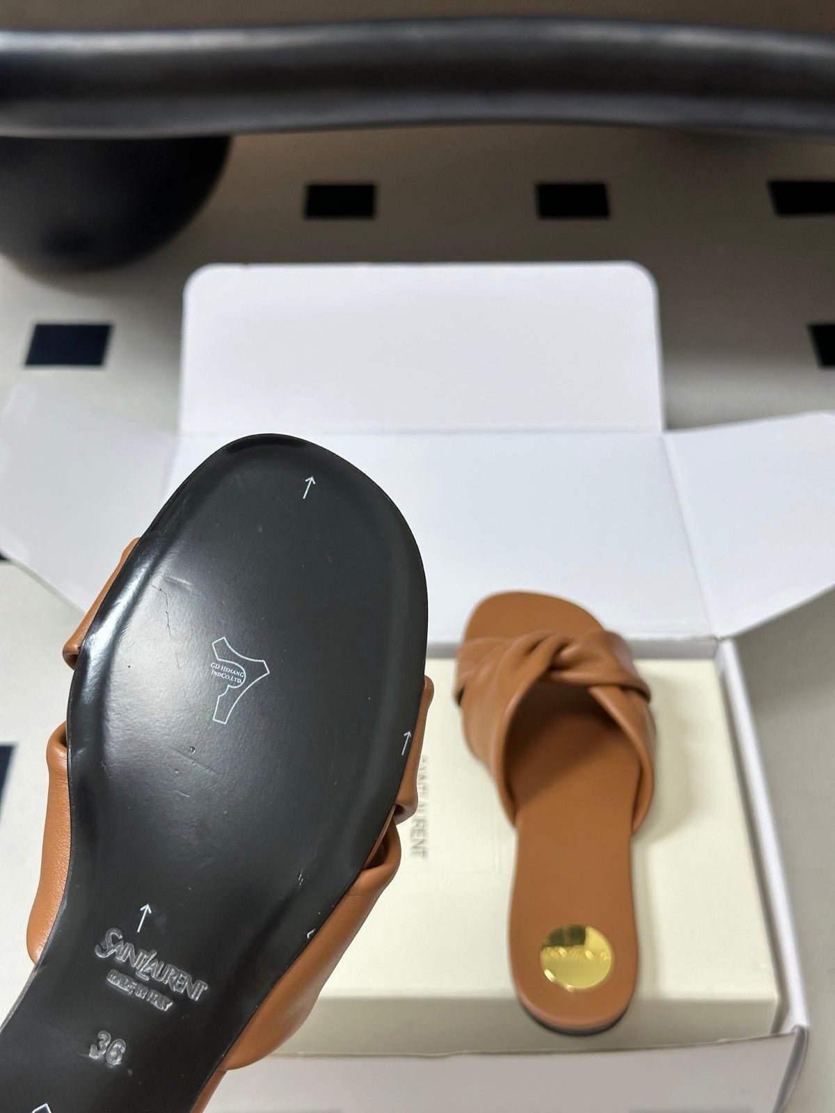 YSL Franciane Mules Tan Brown Cowhide 835165