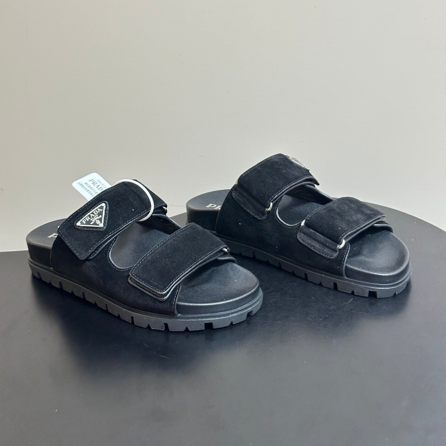 Prada 26s Band Sandals Black Suede 834765