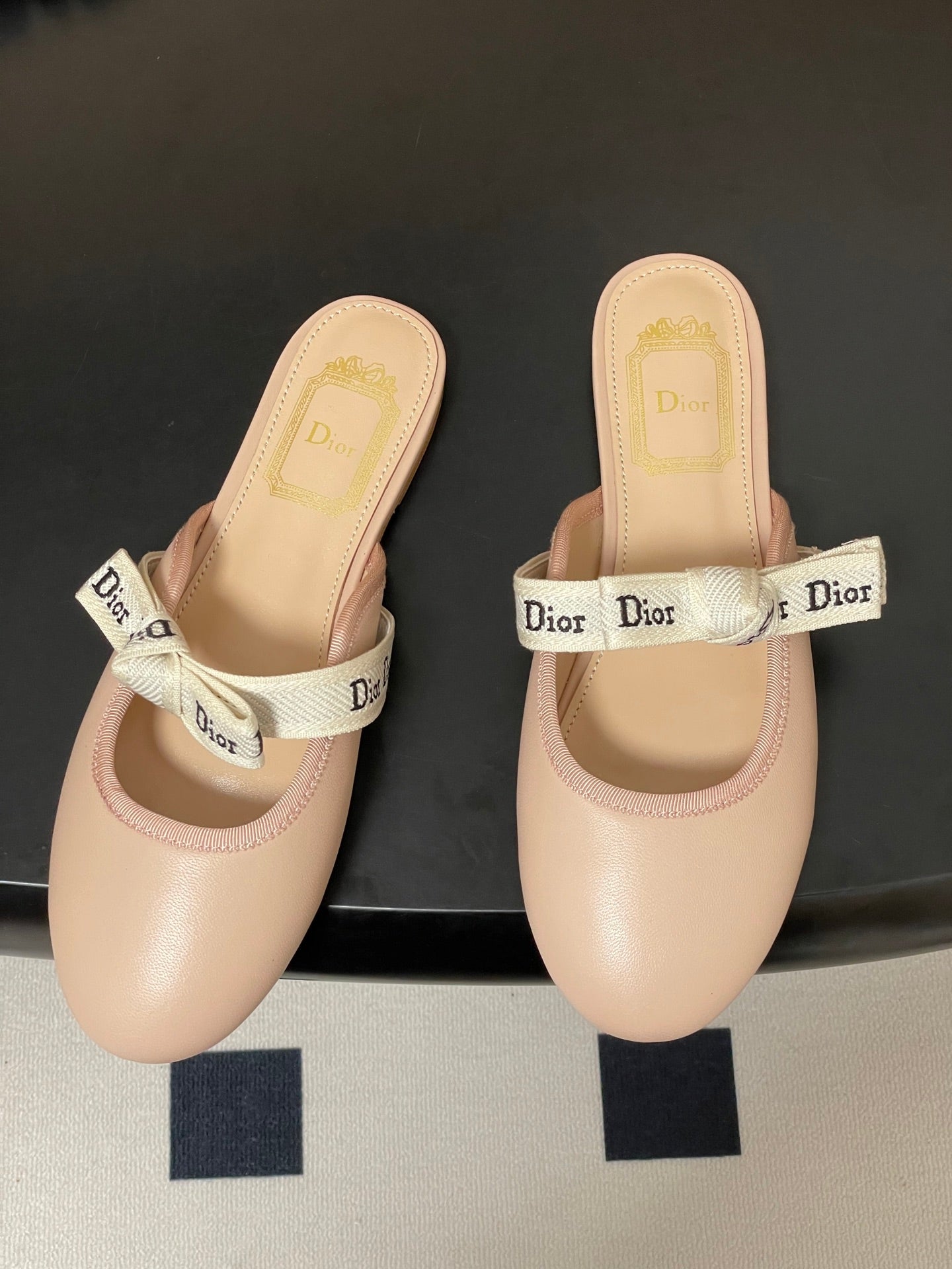 CD J'Adior Mules Light Blue Beige Leather Suede 834934
