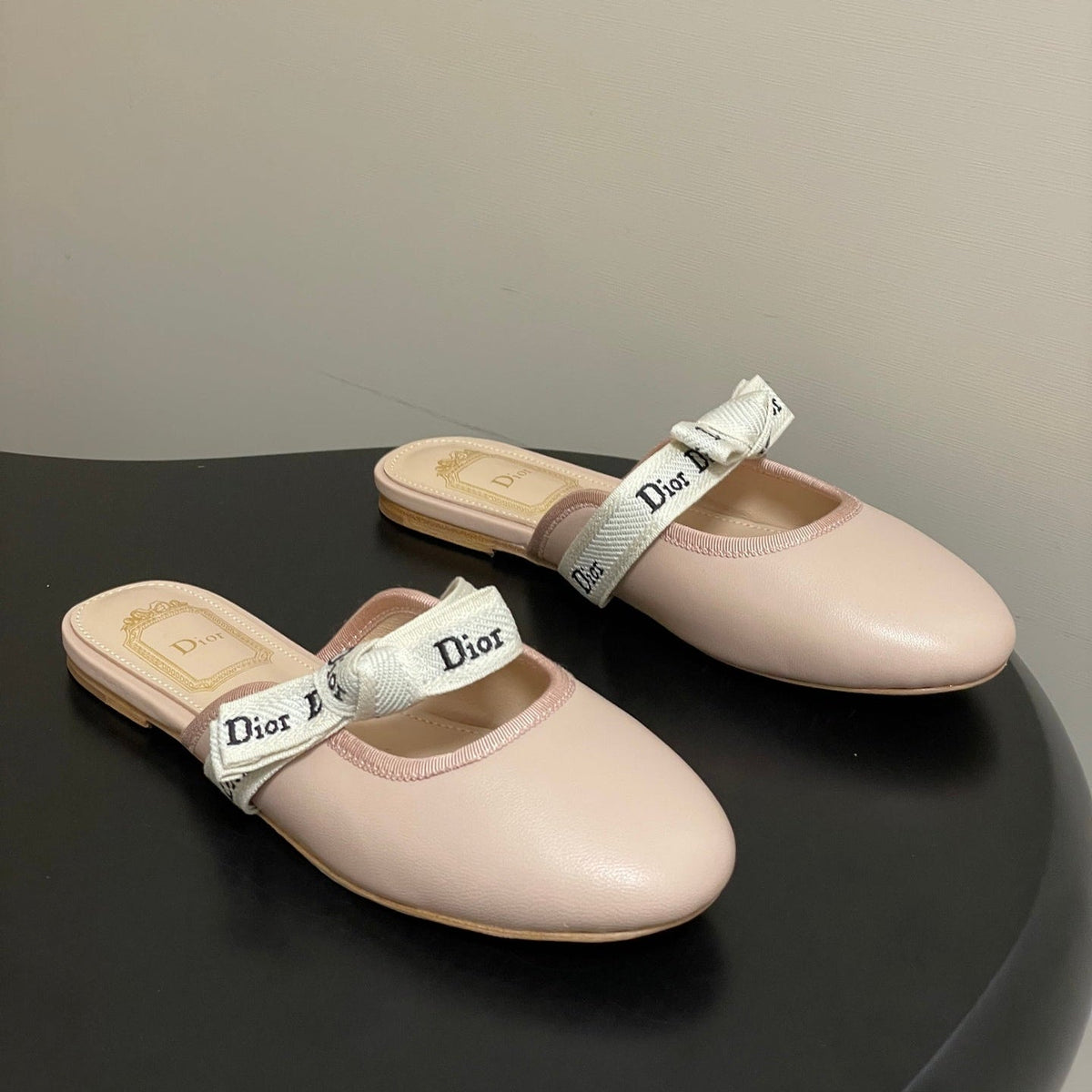 CD J'Adior Mules Light Blue Beige Leather Suede 834934