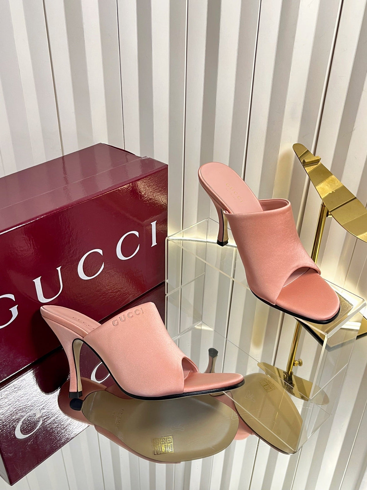GG Cruise 26 Women's Slide Sandal 95mm Light Pink Satin 616462