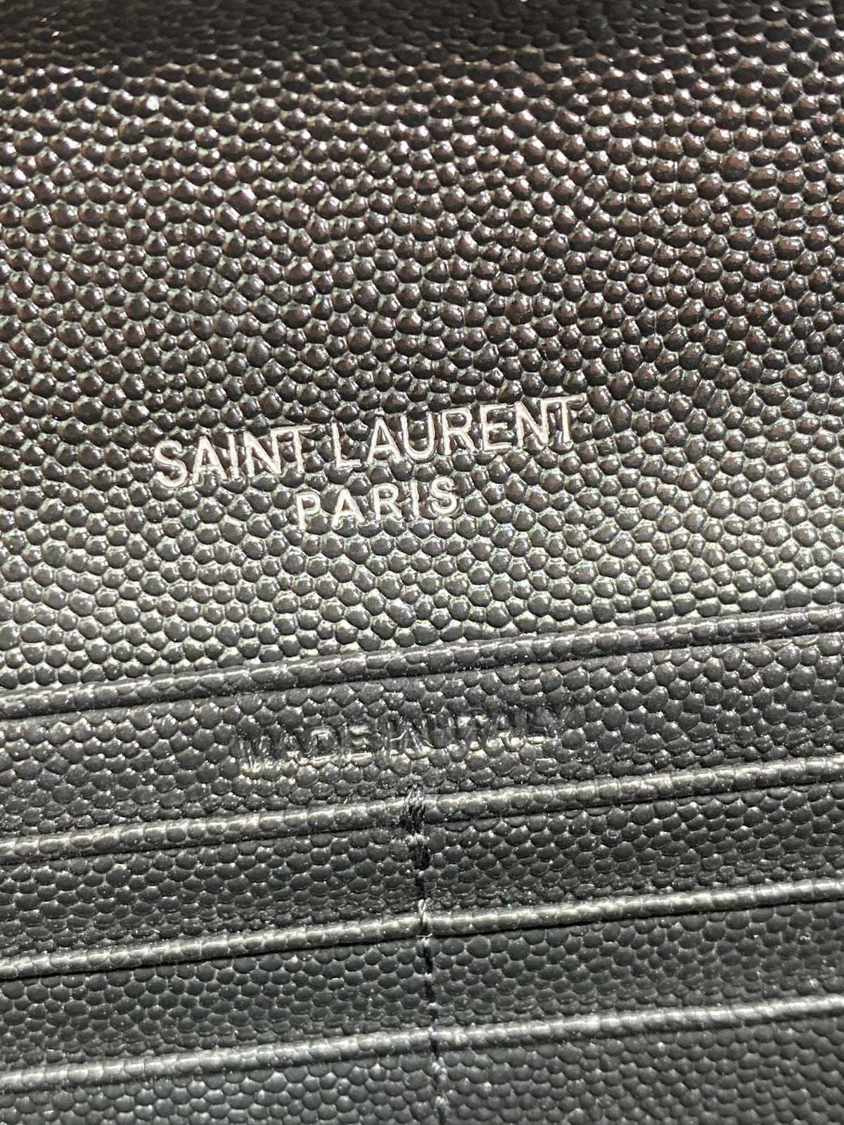YSL Cassandre Envelope Flap Wallet Black Caviar Cowhide Sliver HW