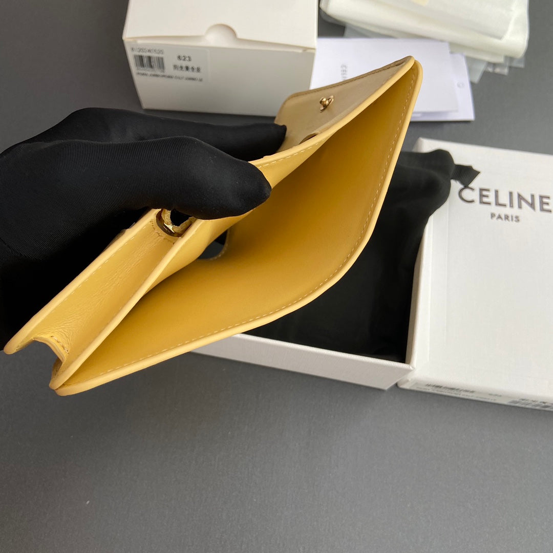 TRIOMPHE 622 Compact Wallet Yellow Leather