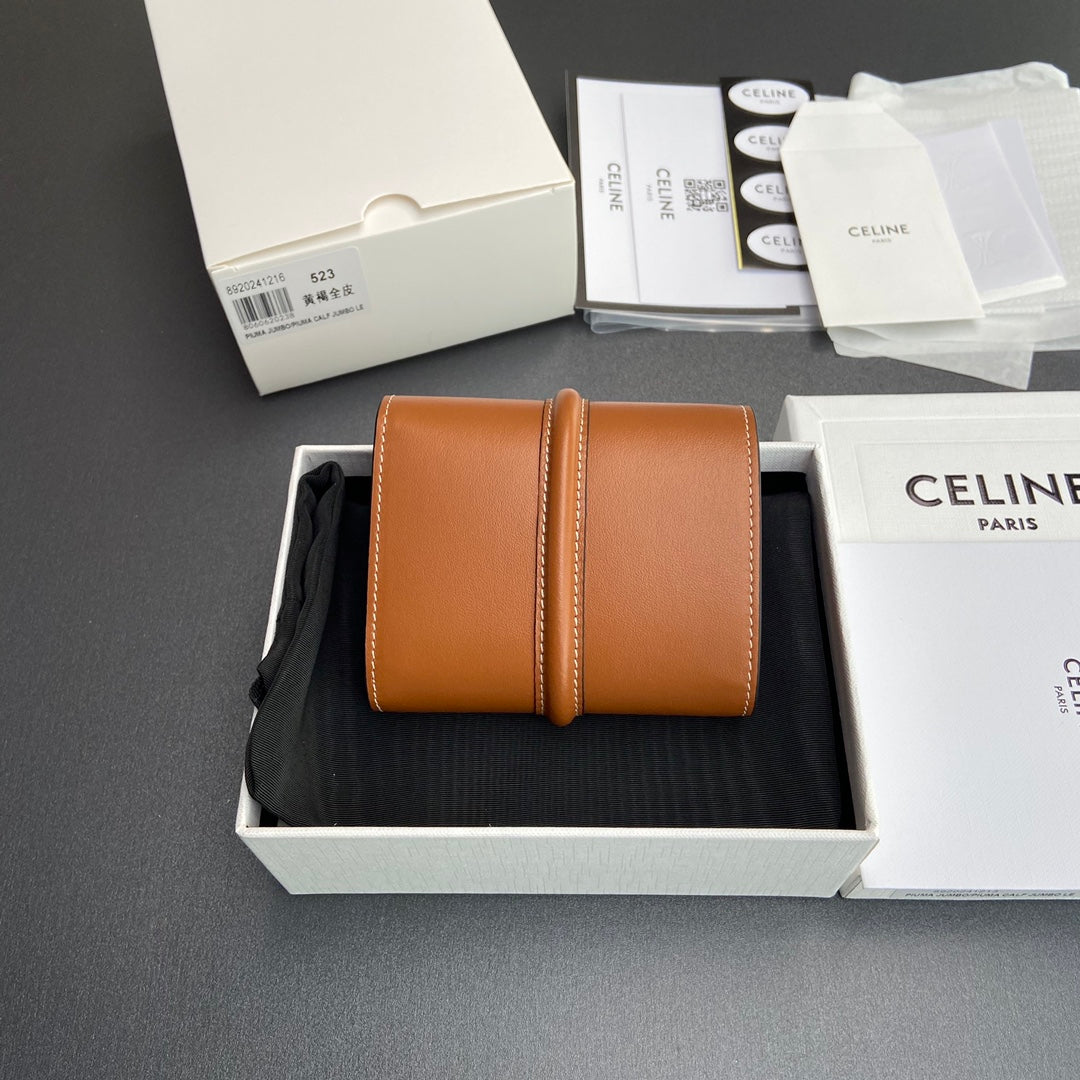 TRIOMPHE 16 Small Trifold Wallet Tan Cowhide Leather