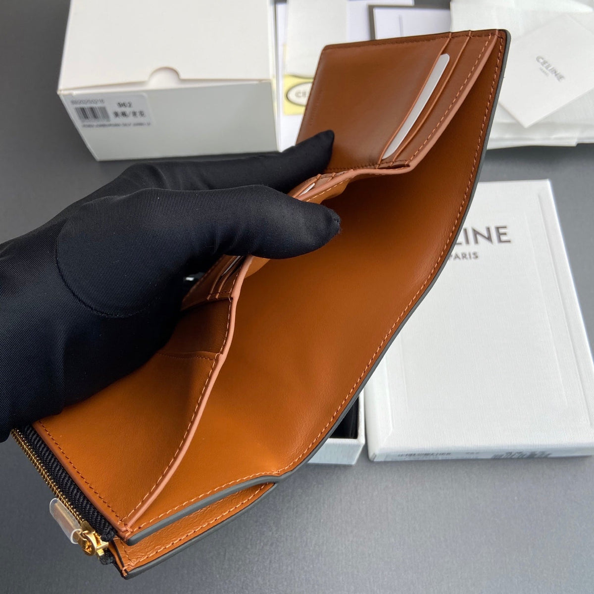 TRIOMPHE Fine Strap Wallet Nino Tan Cowhide & Canvas GHW