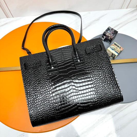 YSL Sac de Jour Baby 32cm Black in Crocodile-patterned Cowhide 285791