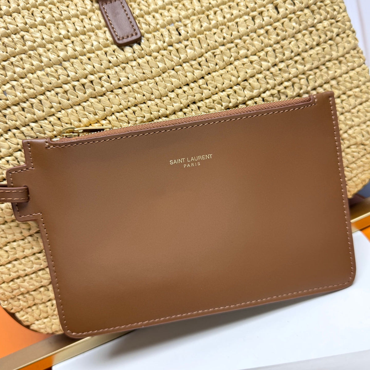 YSL 5A7 Large Bag 30cm Beige Raffia