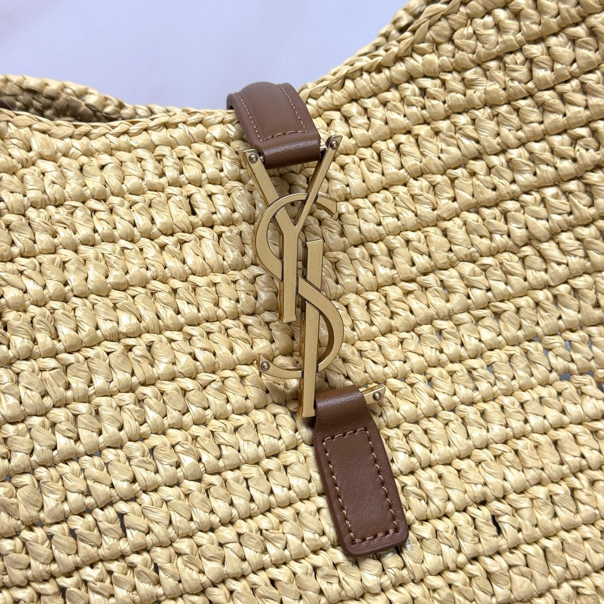 YSL 5A7 Large Bag 30cm Beige Raffia