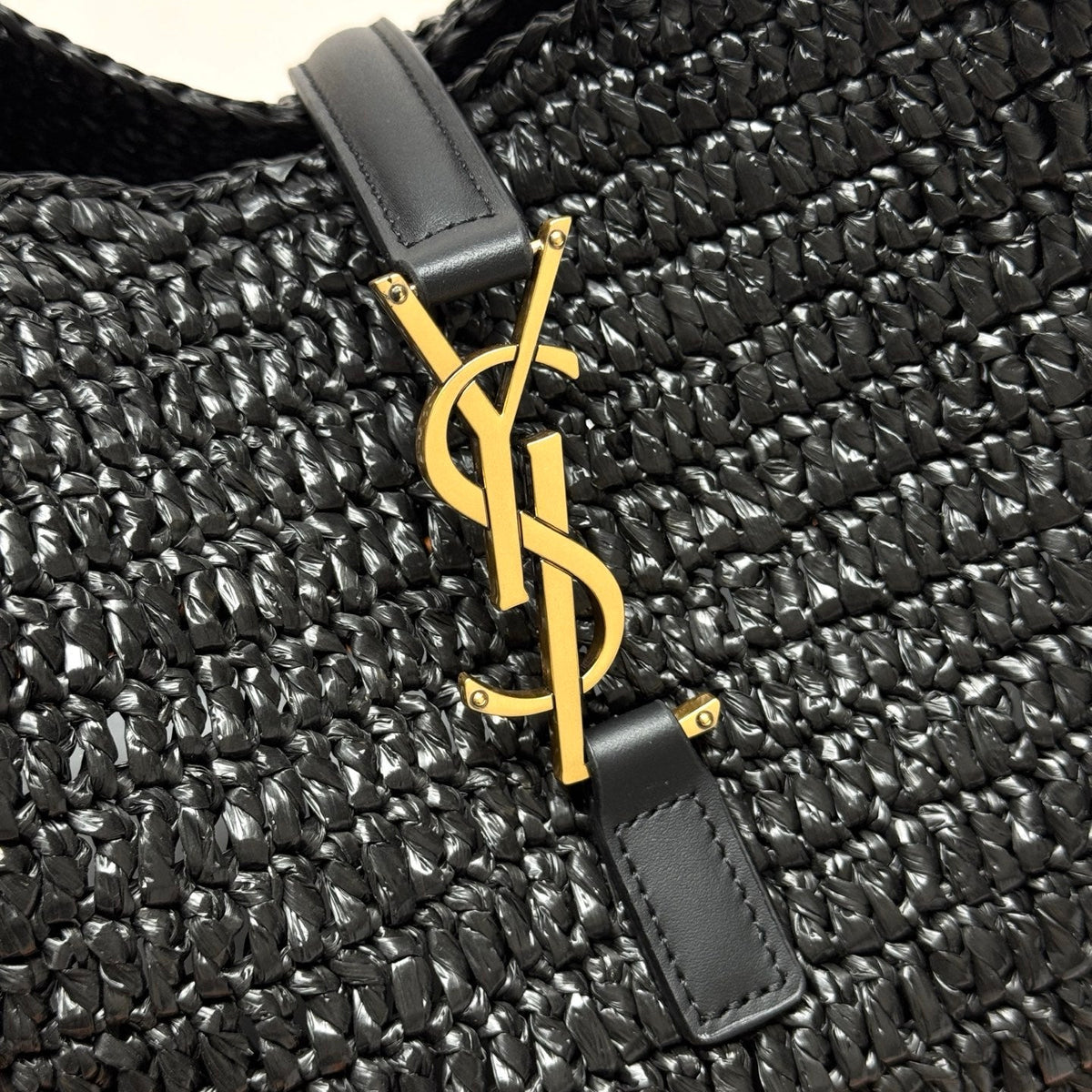 YSL 5A7 Large Bag Black Raffia