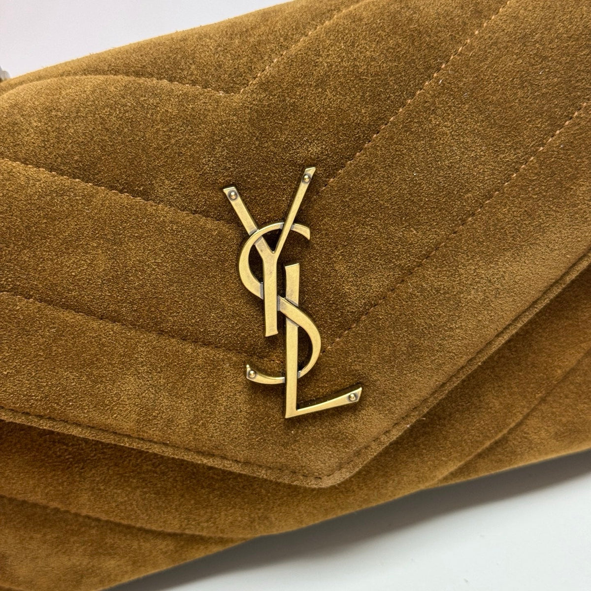 YSL Loulou Small Bag 24cm Coffee Brown Suede 285669