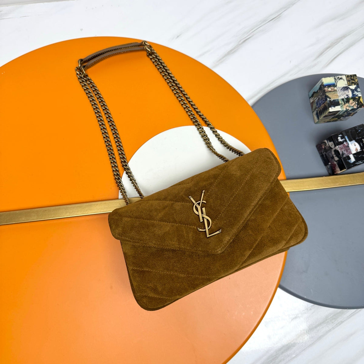 YSL Loulou Small Bag 24cm Coffee Brown Suede 285669
