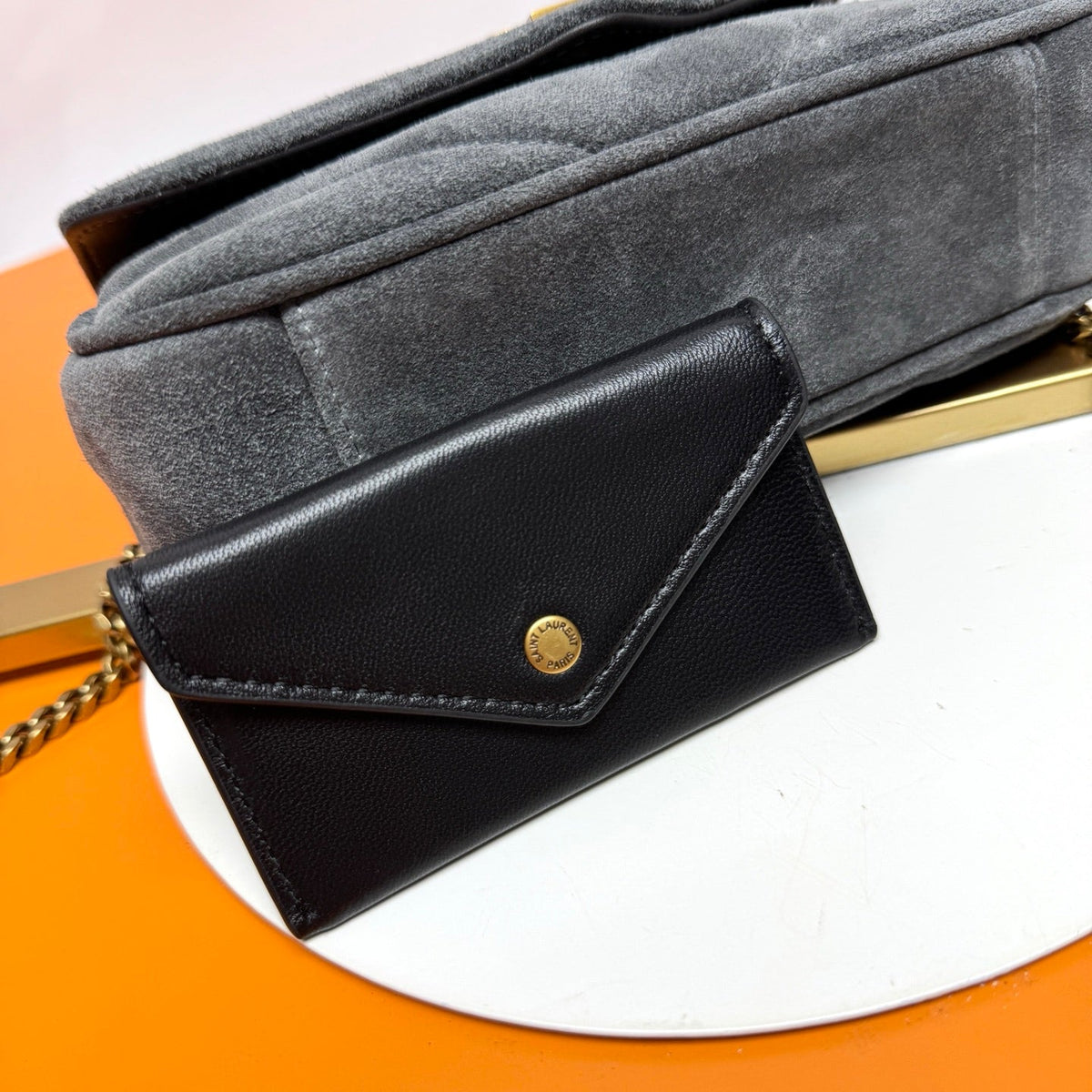 YSL Loulou Mini Bag 20cm Grey Suede 285675