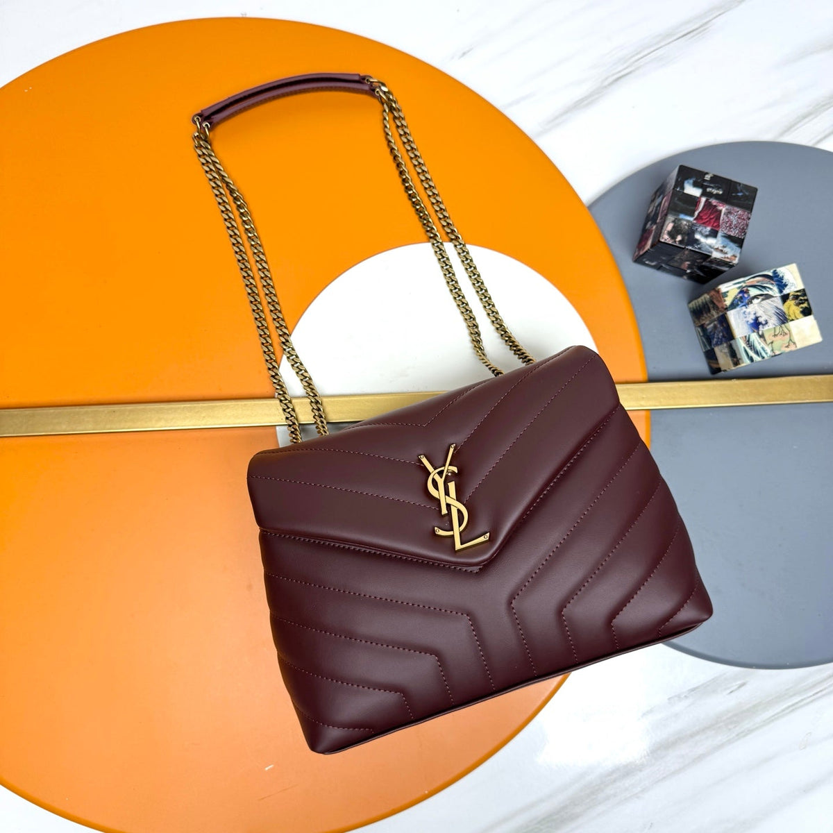 YSL Small Loulou Bag 23cm Burgundy Lambskin