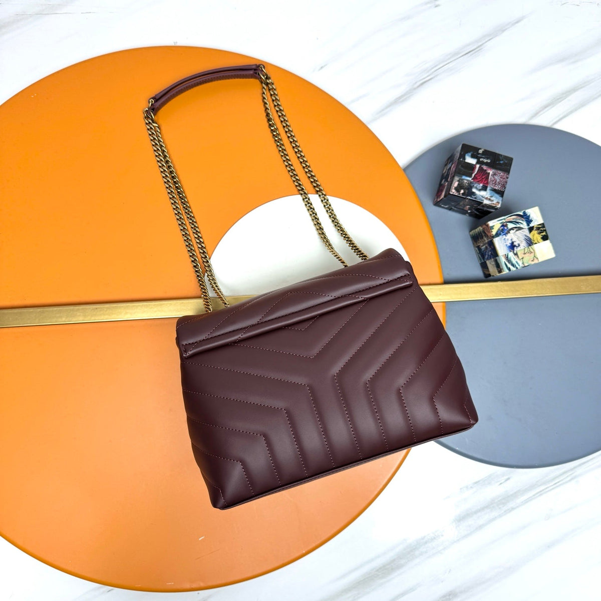 YSL Small Loulou Bag 23cm Burgundy Lambskin