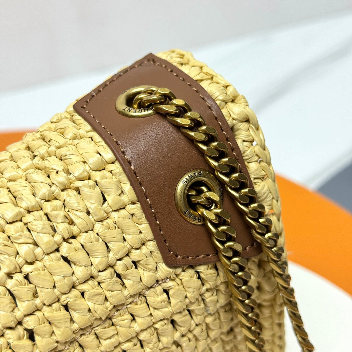 YSL Niki Shoulder Bag 18cm Straw Color in Straw Weaving 285530