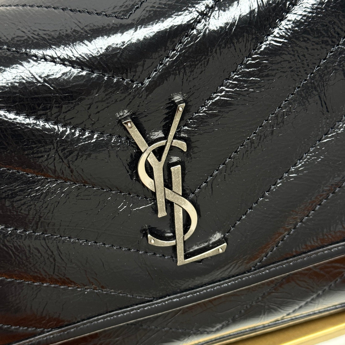 YSL Niki Shoulder Bag 28cm Black Elephant Leather 285506