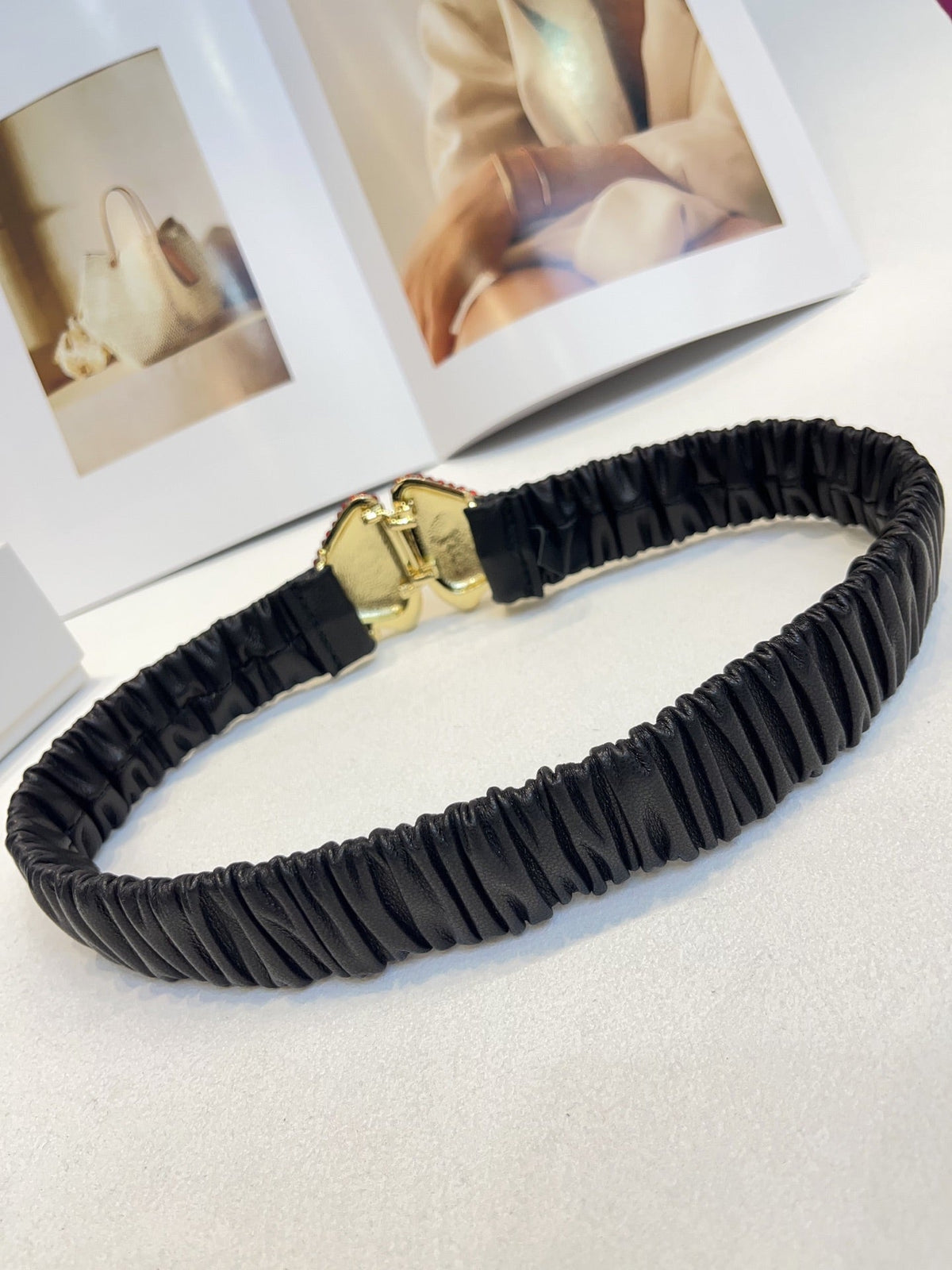 GG 3cm Strawberry Belt Black Sheepskin
