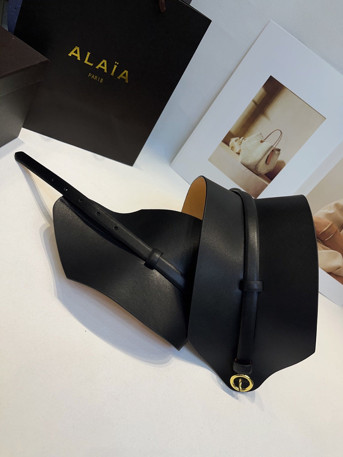 Alaia Double Bustier Belt Black Sheepskin 203564
