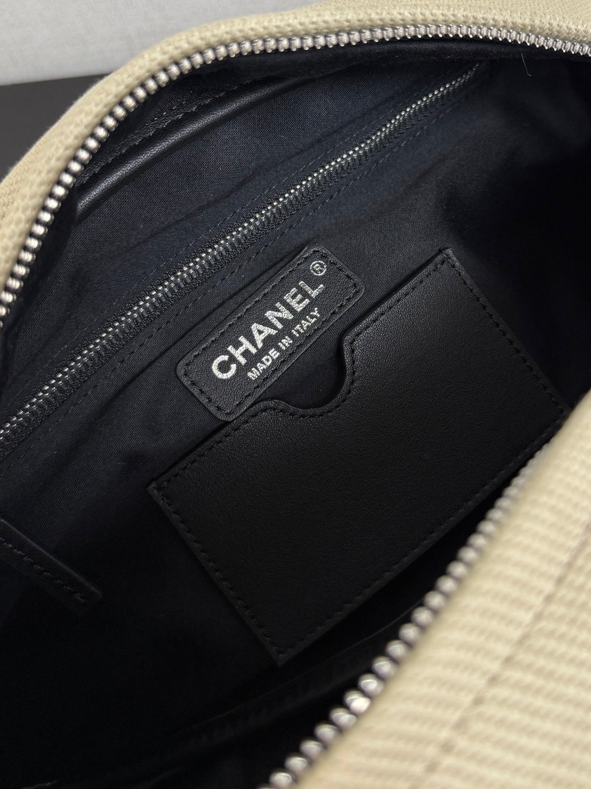 Chanel 2026 Rugby Bag 32cm Beige Canvas Leather