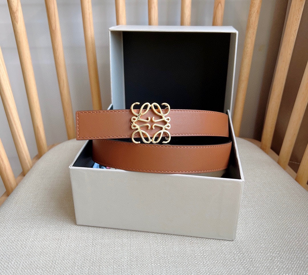 Loewe Anagram Belt 28mm Brown And Black Cowhide Leather 176574