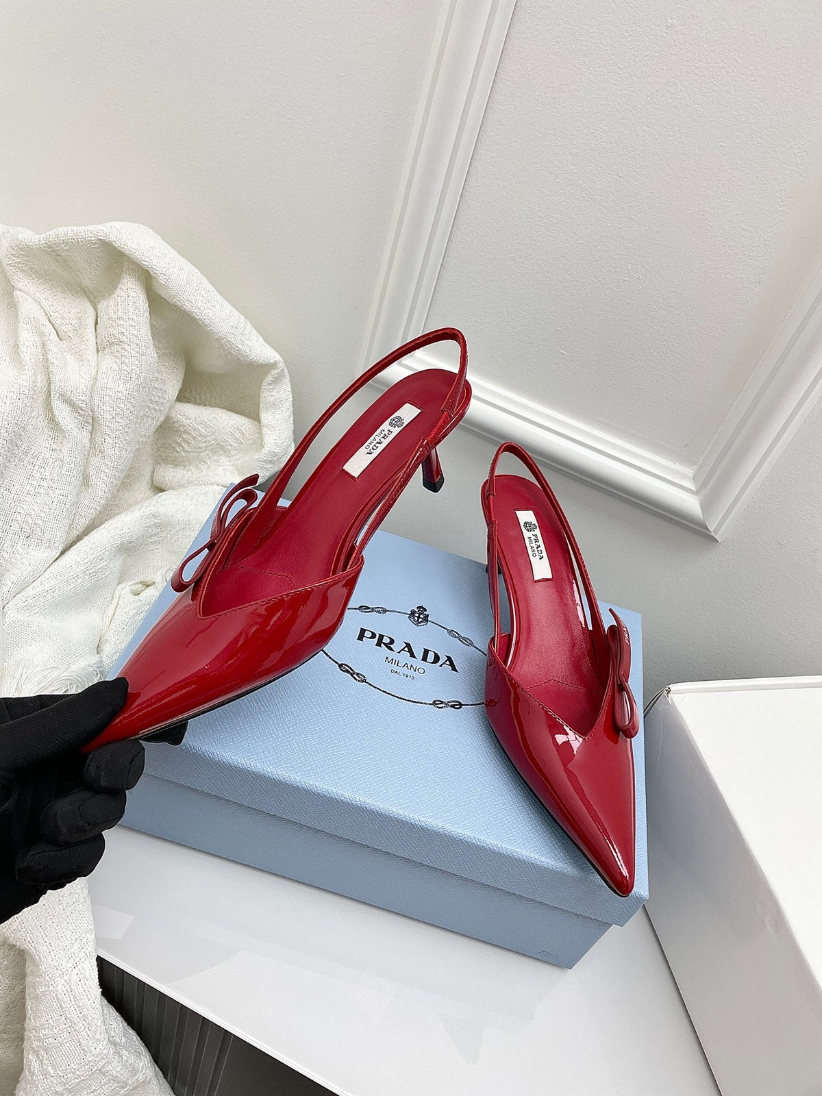Prada 26s Slingback Burgundy Patent Leather 726982