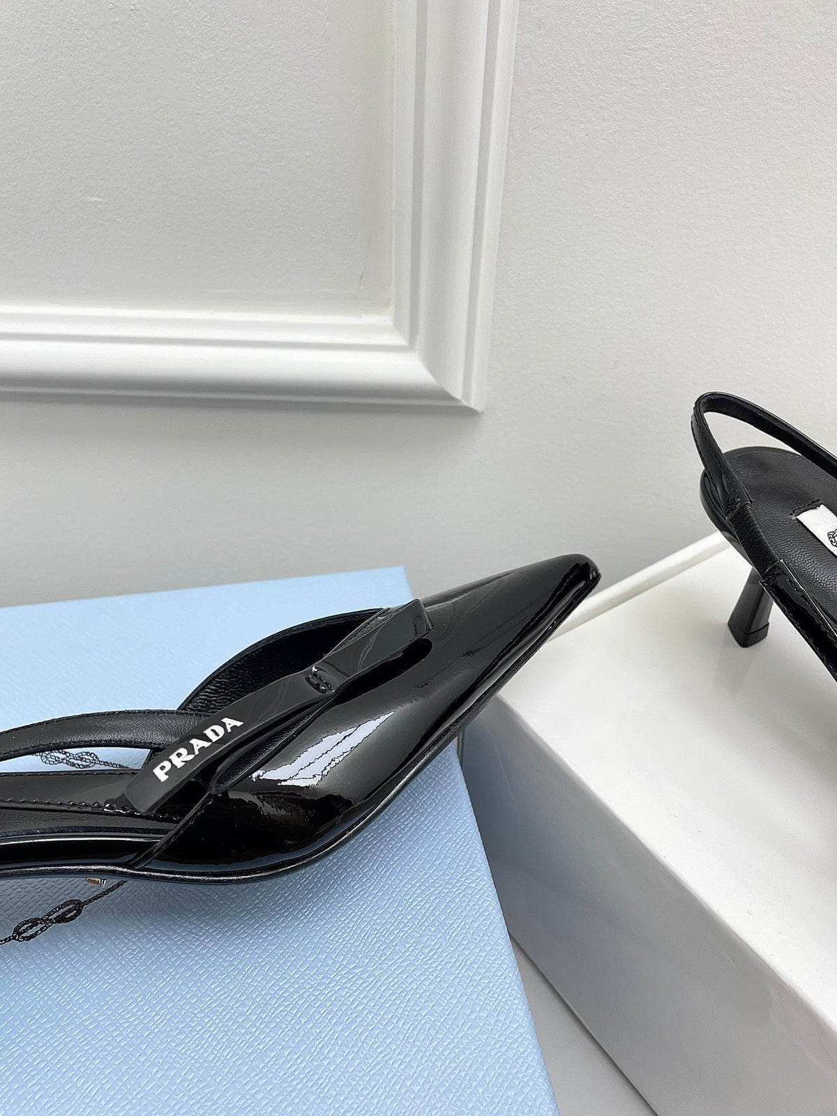 Prada 26s Slingback Black Patent Leather 726983