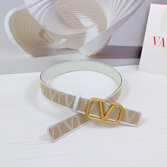 Valenti Toilde Iconographe Belt 40mm White Beige Calfskin Gold Buckle
