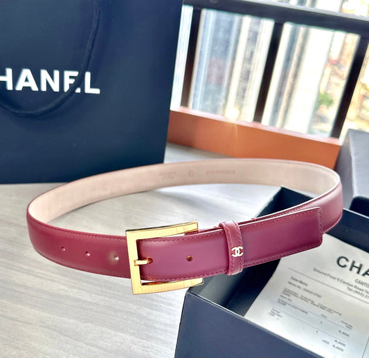 CC Belt 3cm Burgundy Cowhide 202941