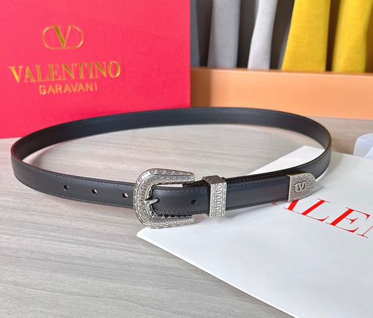 Valentino VLogo Signature Belt 2.0cm Black Cowhide 202887