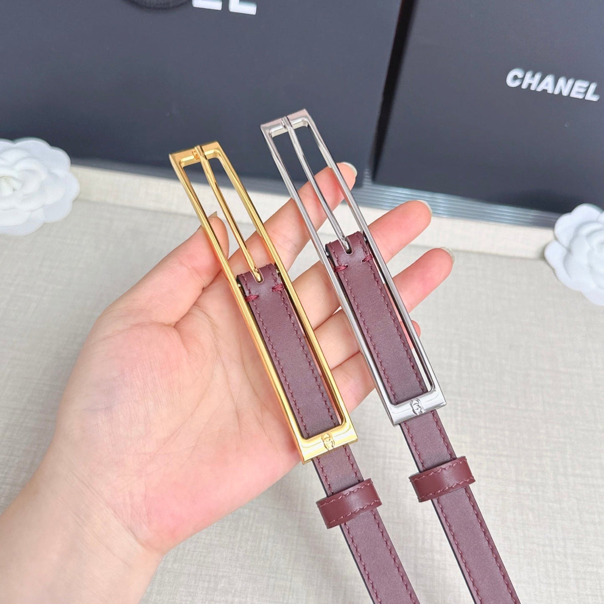 CC Métiers d’art 2026 1.5cm Burgundy Belt Leather 211441