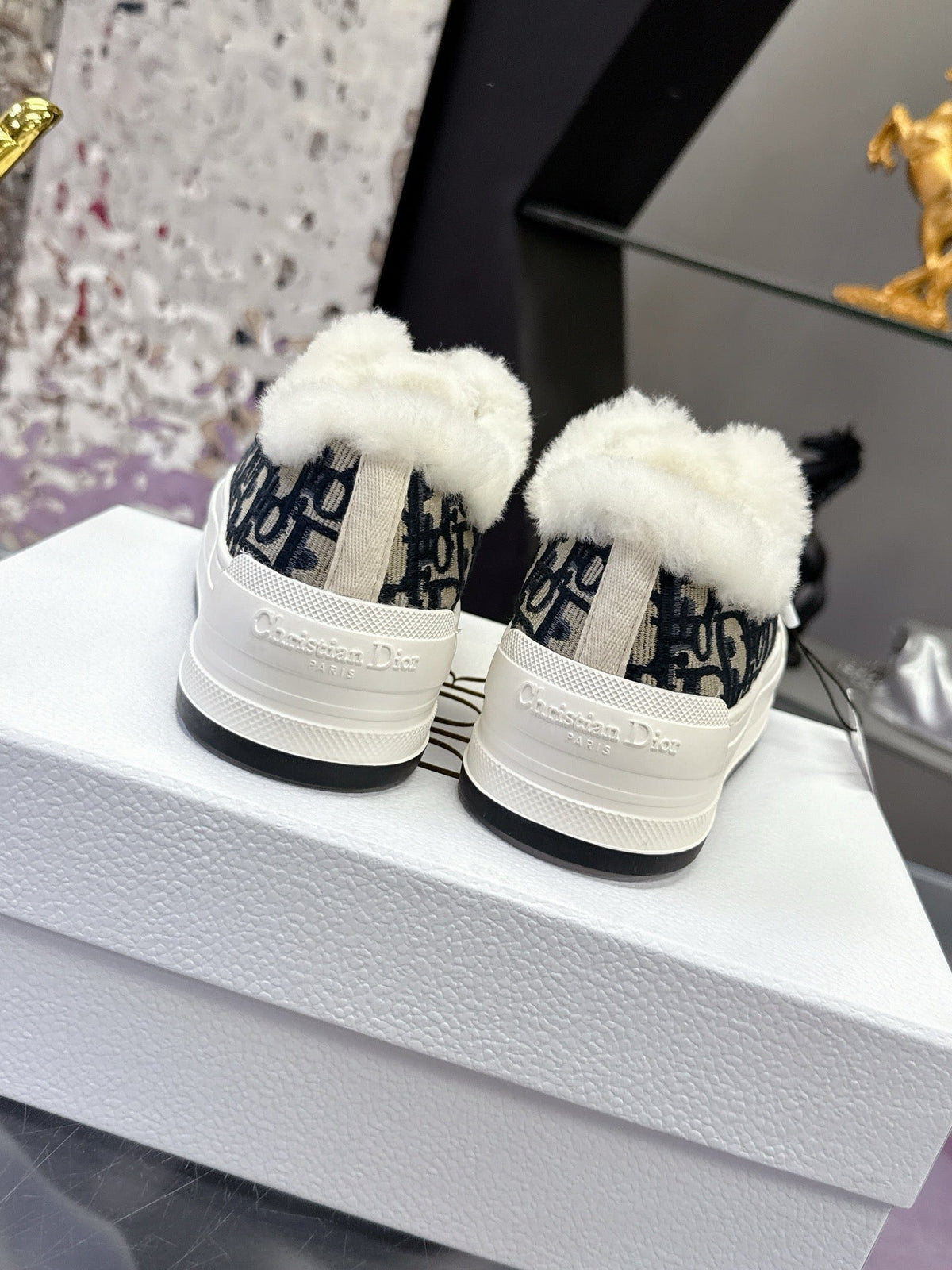 Dior 2025 Walk'n'Dior Platform Sneaker Deep Blue mix White Wool Canvas