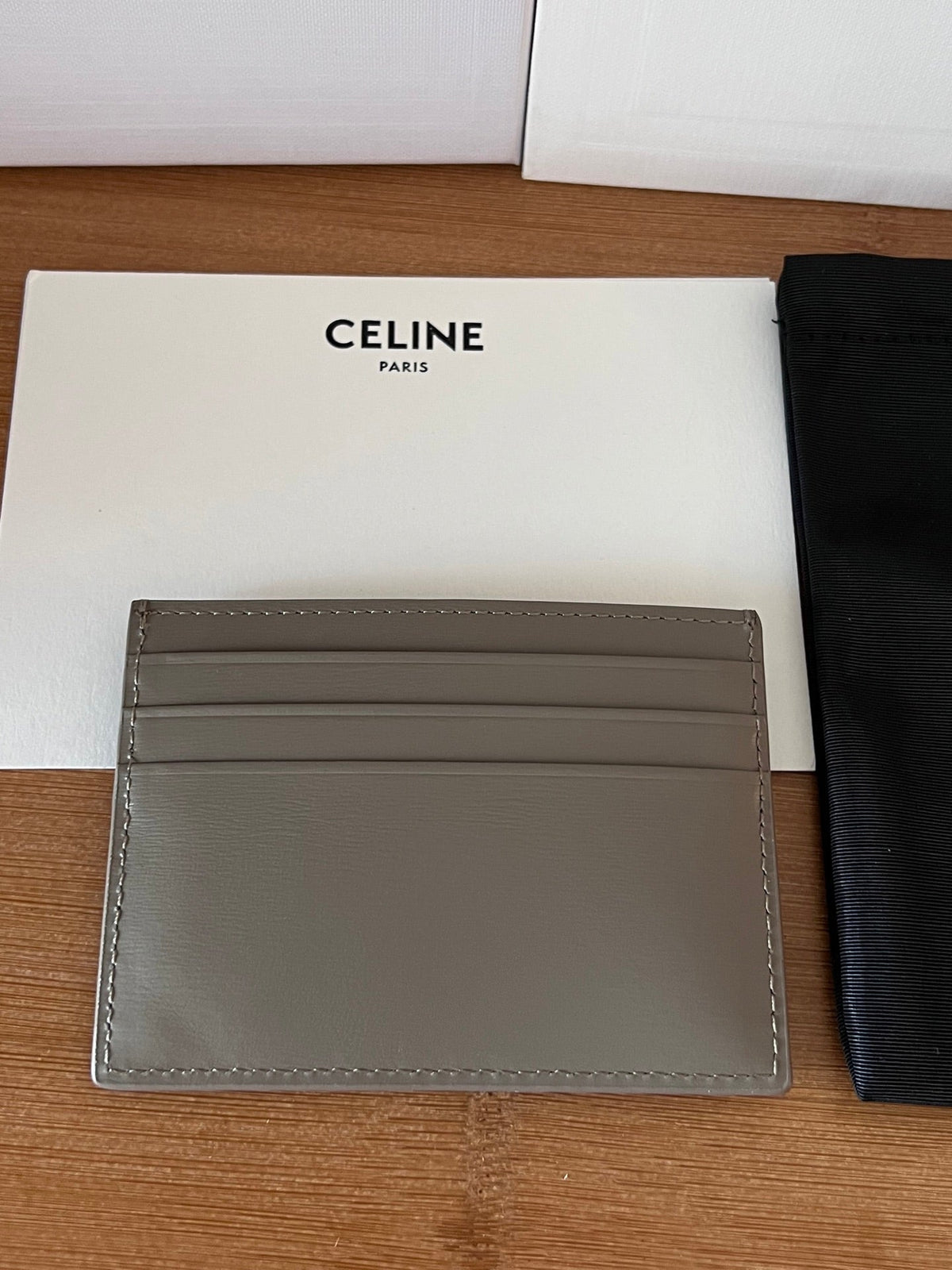 TRIOMPHE Card Holder Grey Cowhide& Fabric GHW