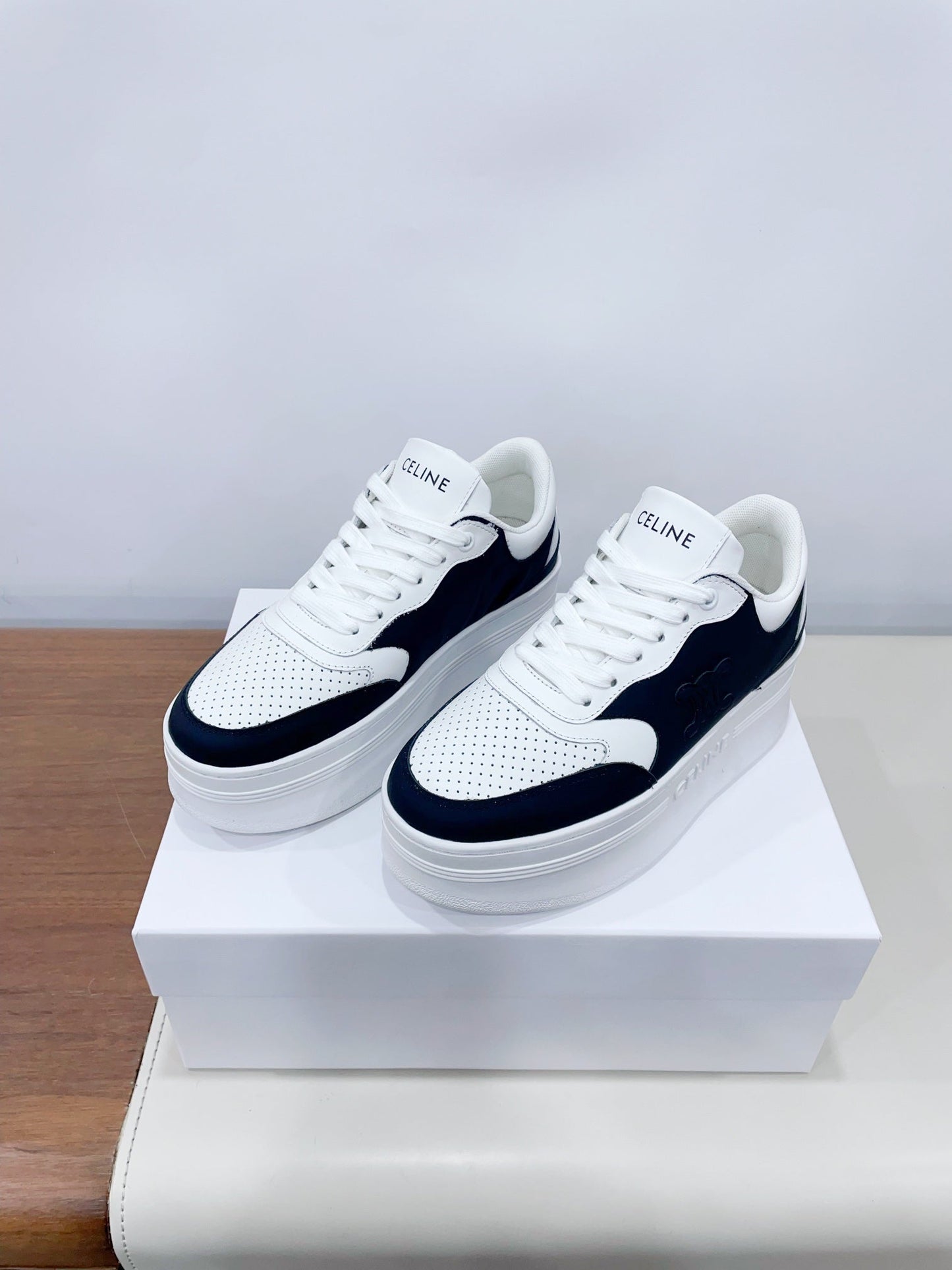 CELINE 25C Block Sneaker Black mix White Calfskin 231998