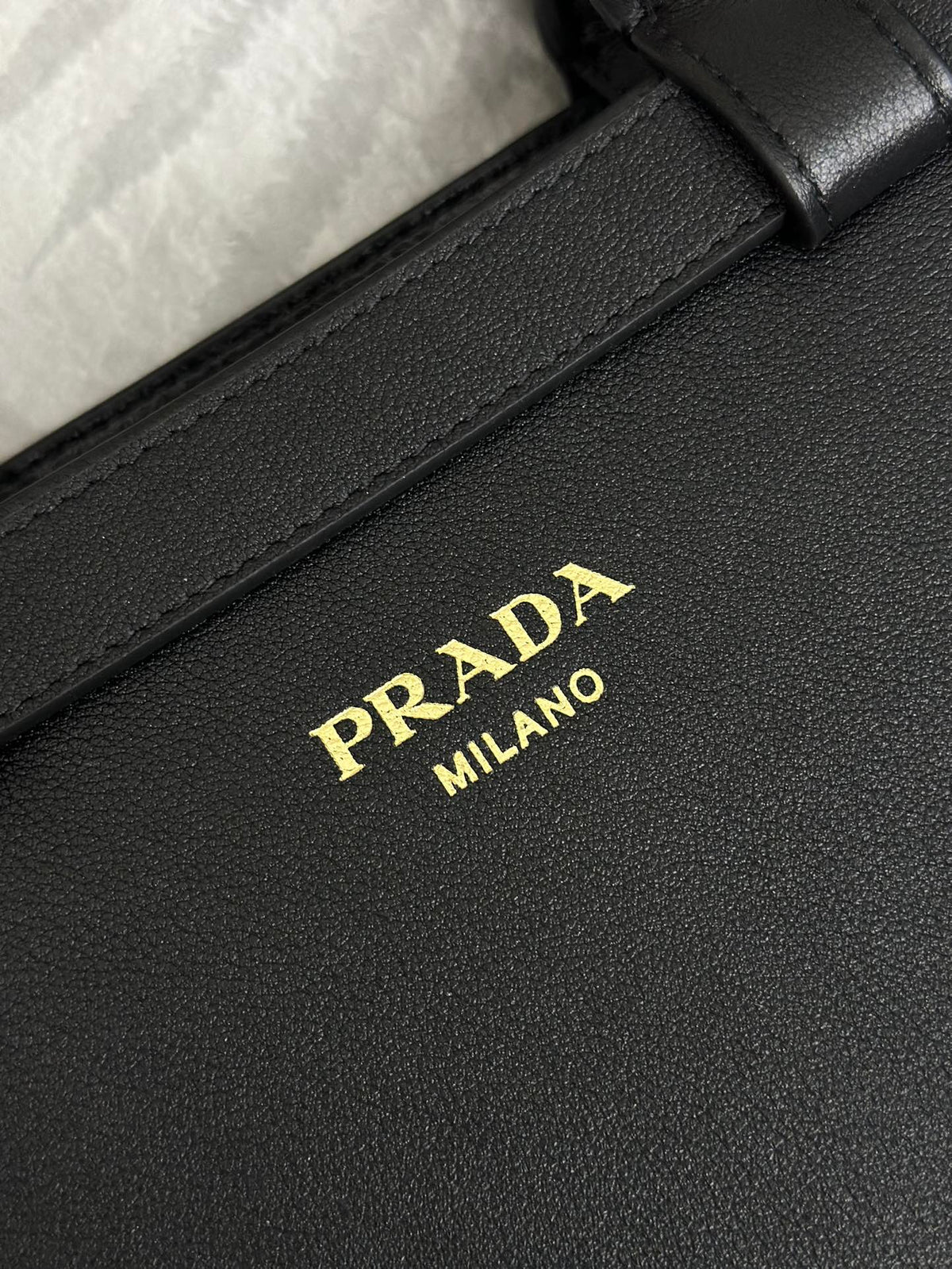 Prada Buckle Tote Bag 28cm Black Grain Cowhide