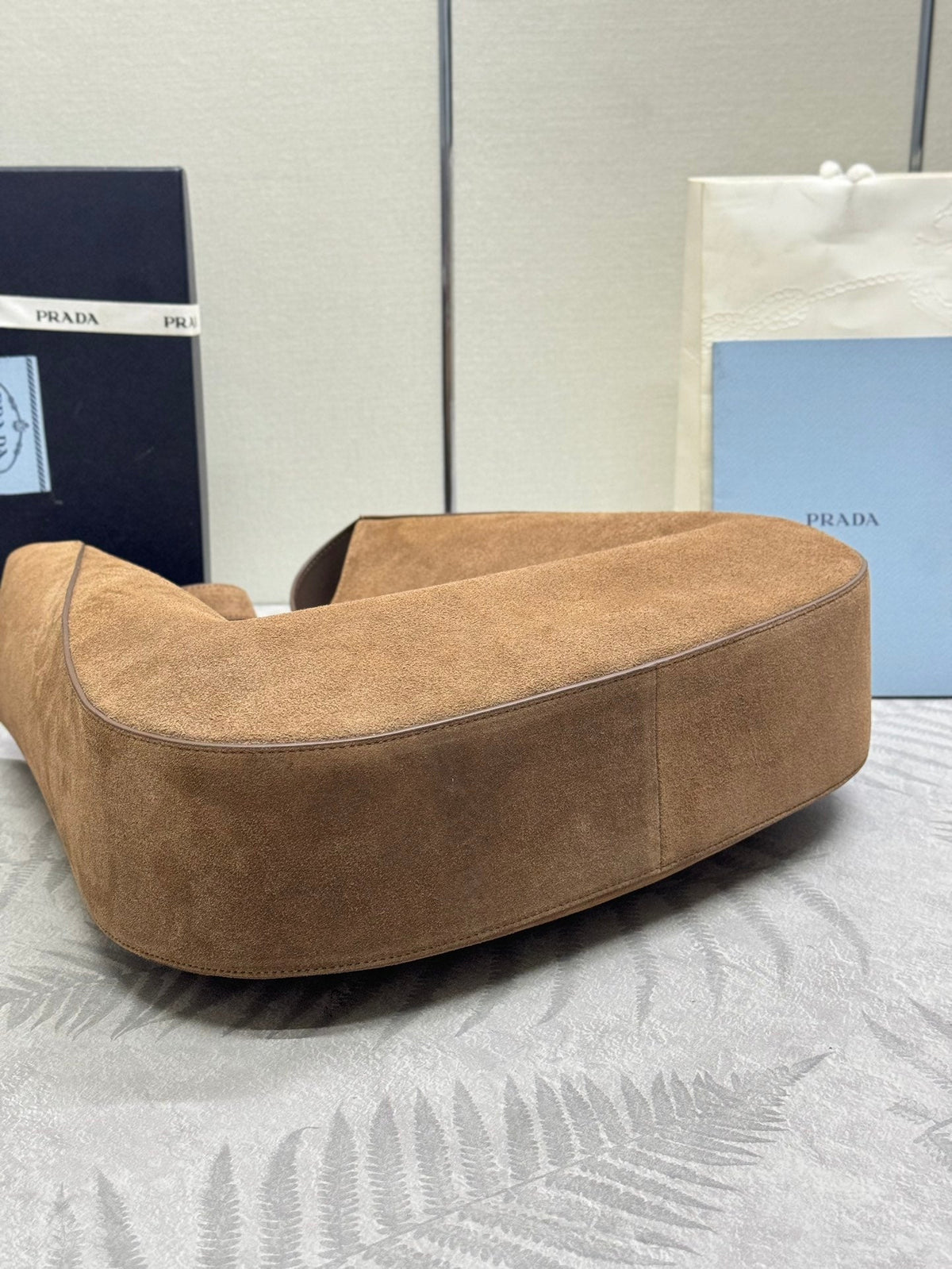 Prada Cleo Crossbodybag 40cm Brown Nubuck Leather