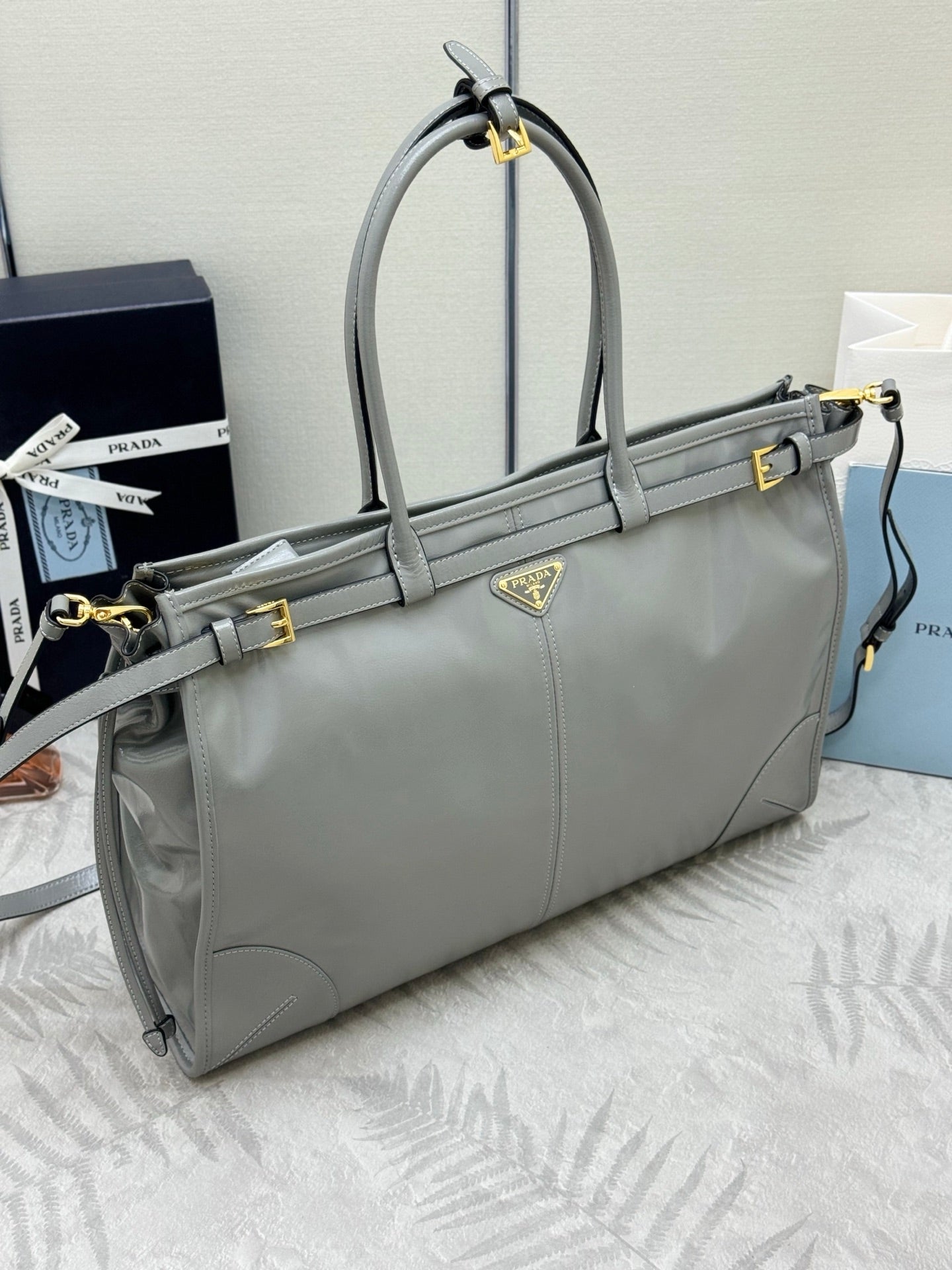 Prada Bonnie Extra-Large 42cm Grey Calfskin