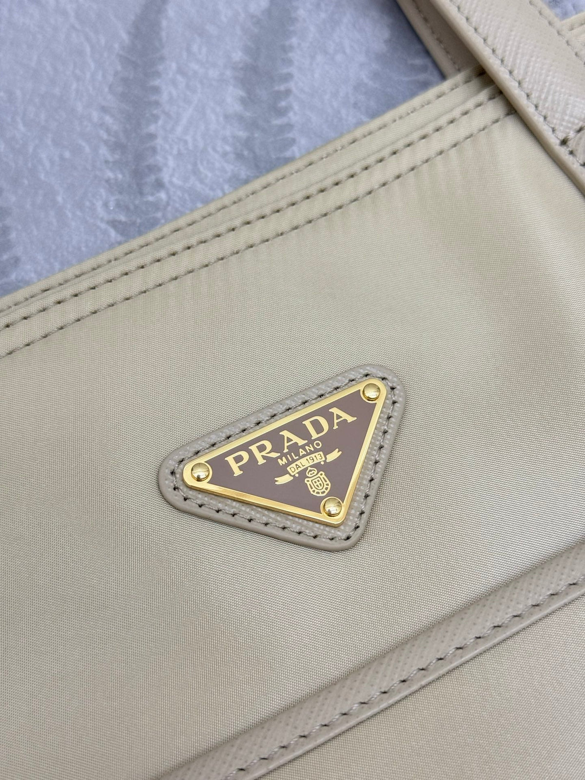 Prada Re-Edition 1978 Tote Bag 35cm Desert Beige Re-Nylon& Saffiano Leather