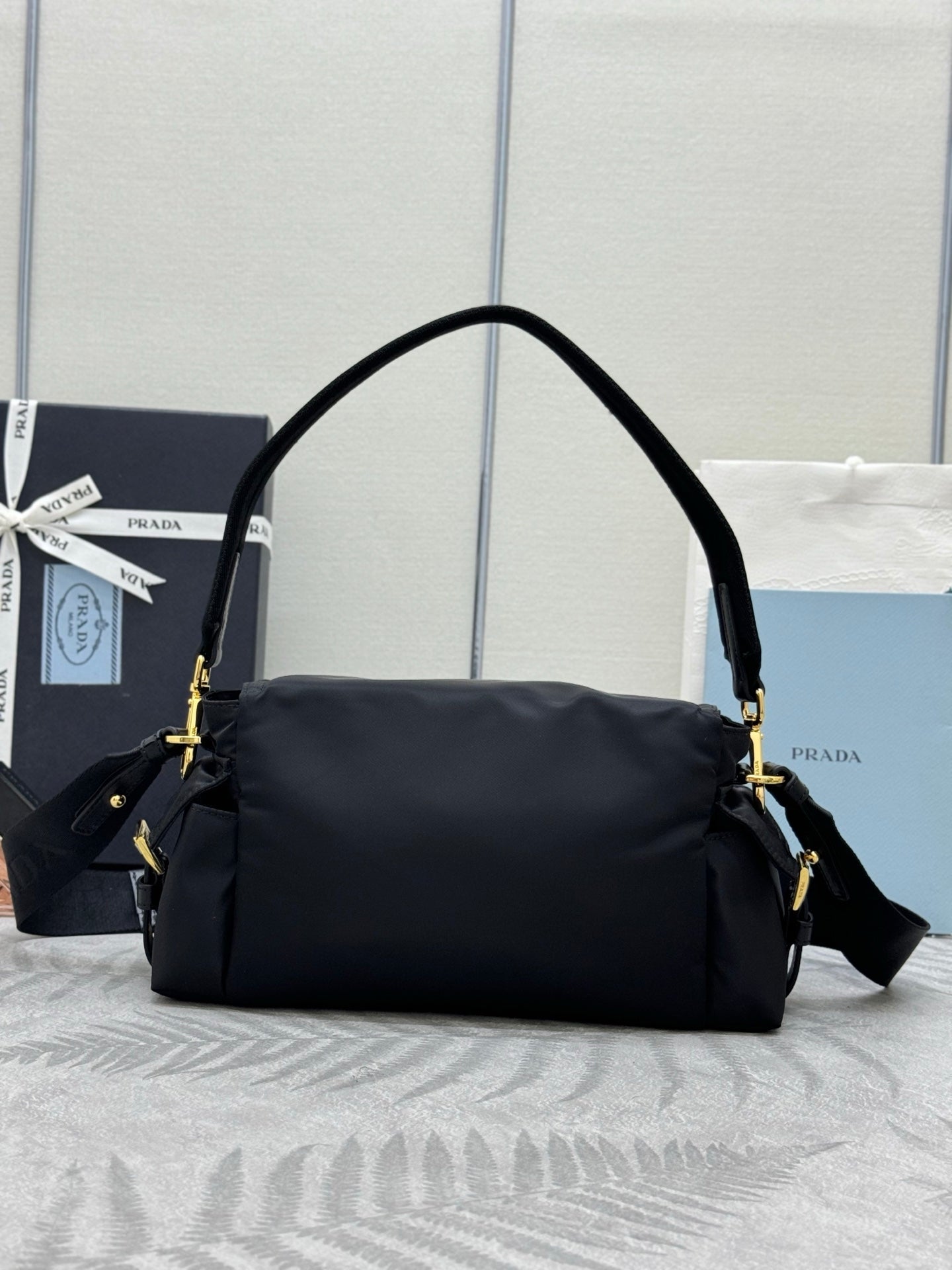Pra Explore Medium Shoulder Bag With Flap Black Nylon 294024