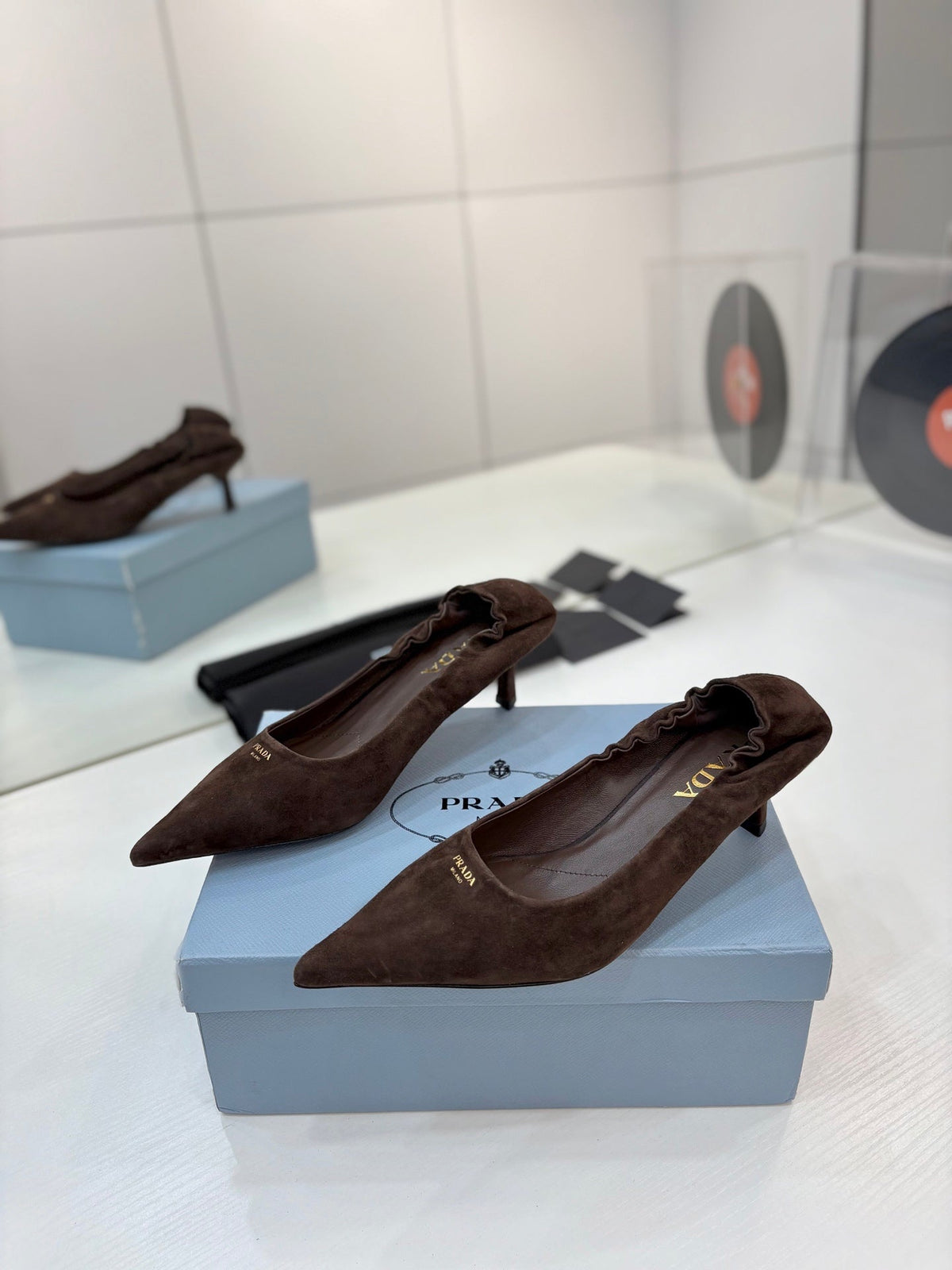 PRA 26S Pointed Toe High Heels 55 Dark Brown Suede 627129
