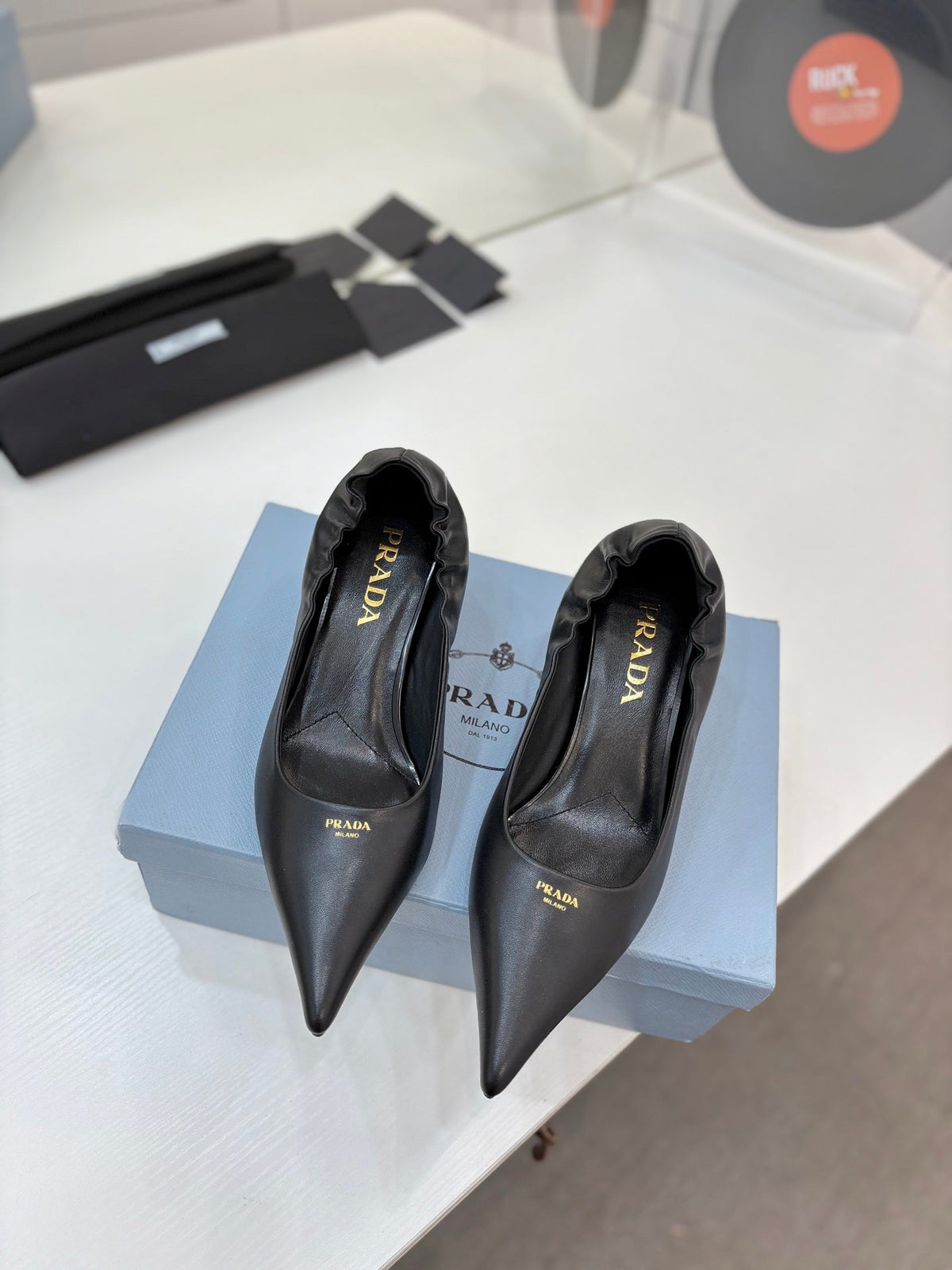 PRA 26S Pointed Toe High Heels 55 Black Cowhide 627130