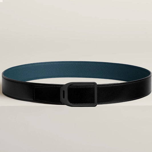 HM Jockey Buckle Belt 38mm Prussian blue Black Leather 187521