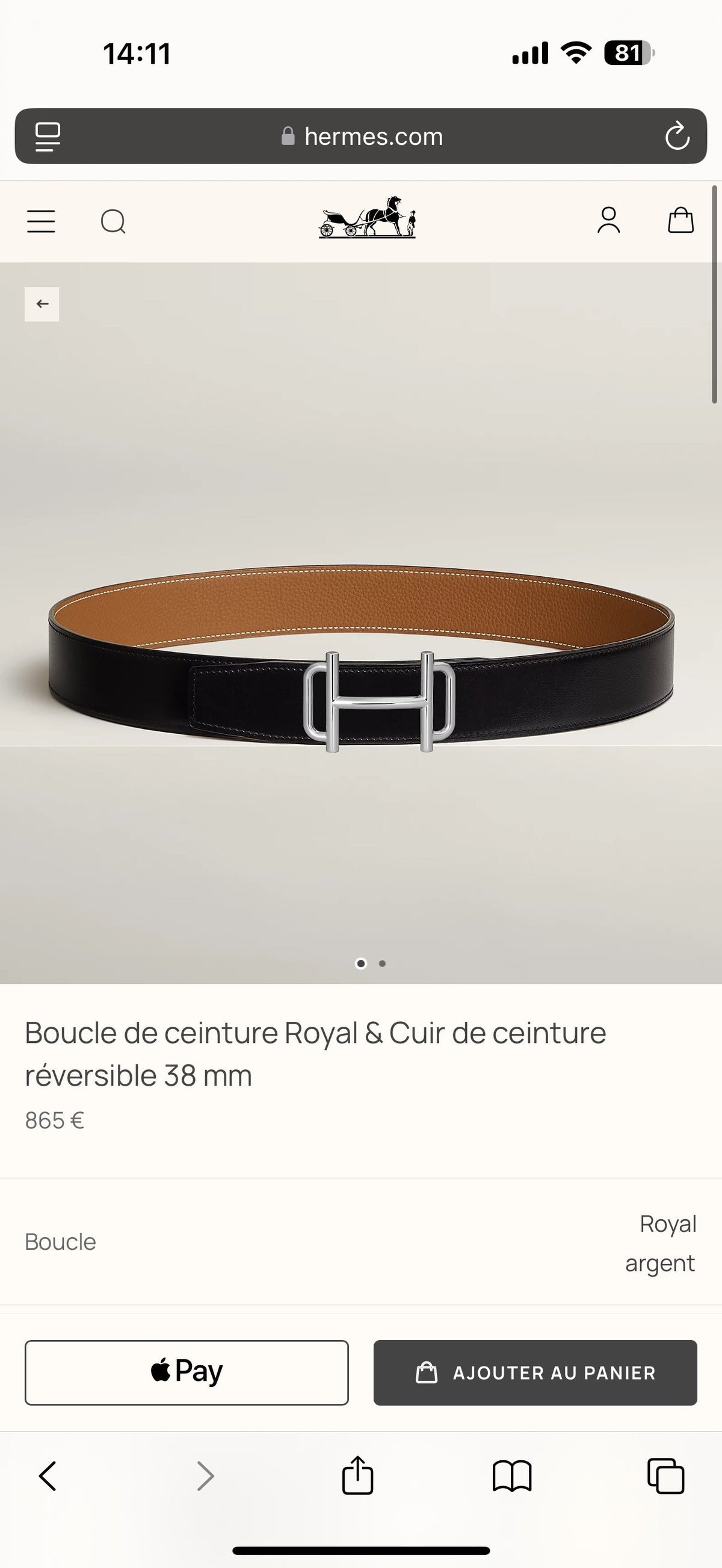 HM 38mm Royal Buckle Belt Black Brown Leather 188229
